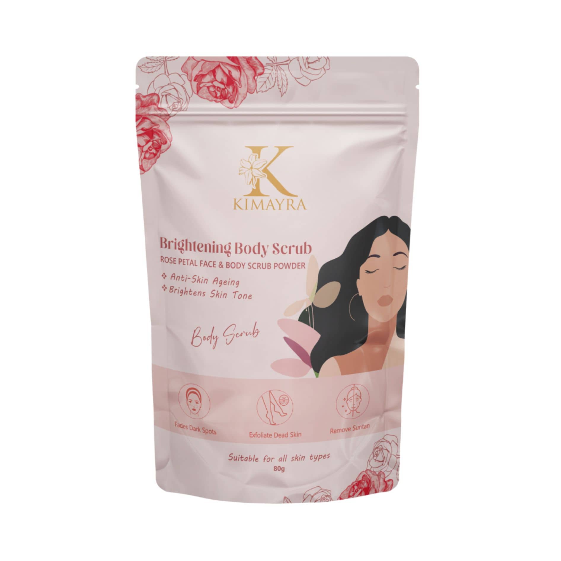 Kimayra Rose Petal Face & Body Scrub Powder/Bathing Scrub Powder for Brightening Skin