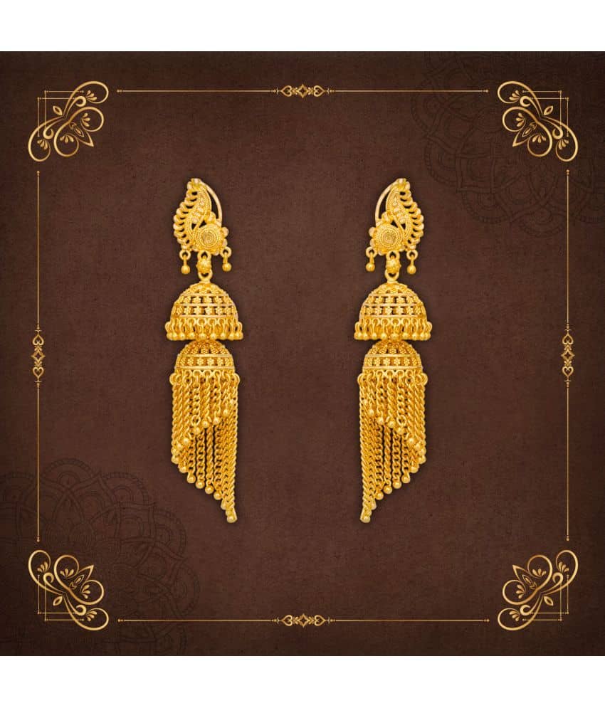 LUV FASHION Golden Jhumki Earrings ( Pack of 1 ) - Earrings | Buy online on ZillyBuy