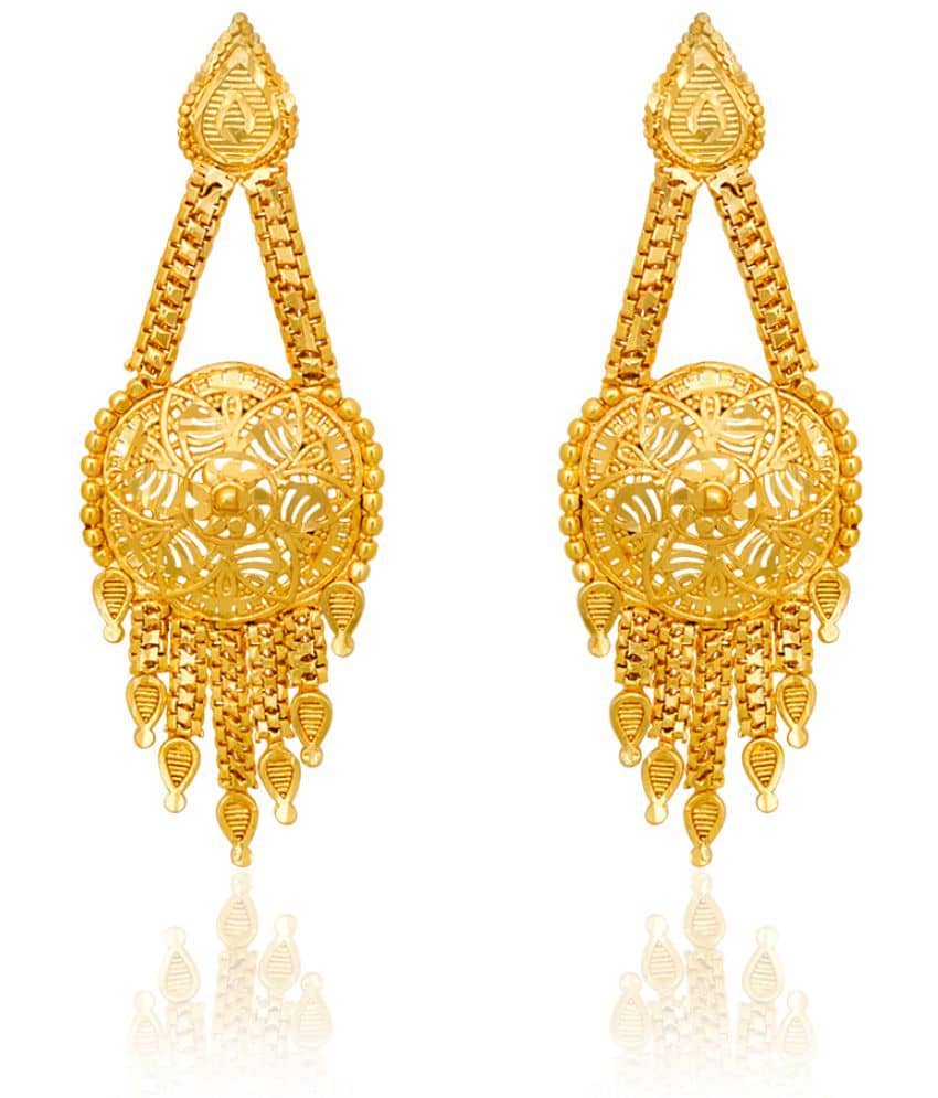 LUV FASHION Golden Jhumki Earrings ( Pack of 1 ) - Earrings | Buy online on ZillyBuy