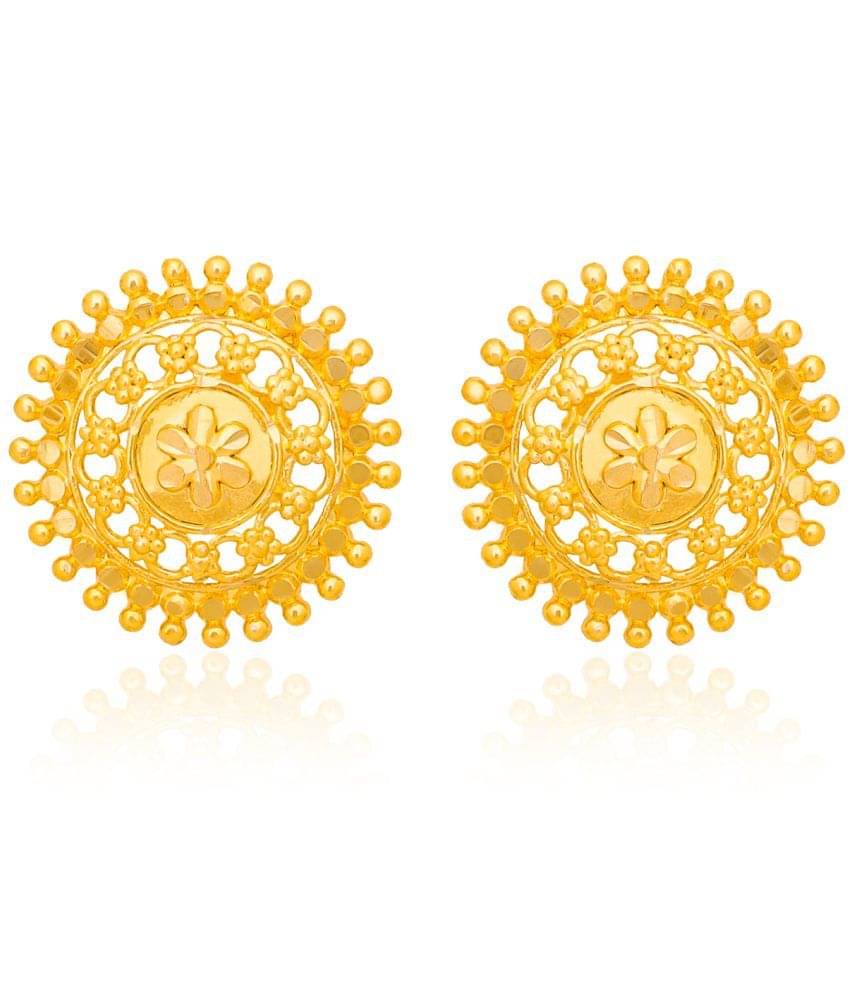    			LUV FASHION Golden Stud Earrings ( Pack of 1 )