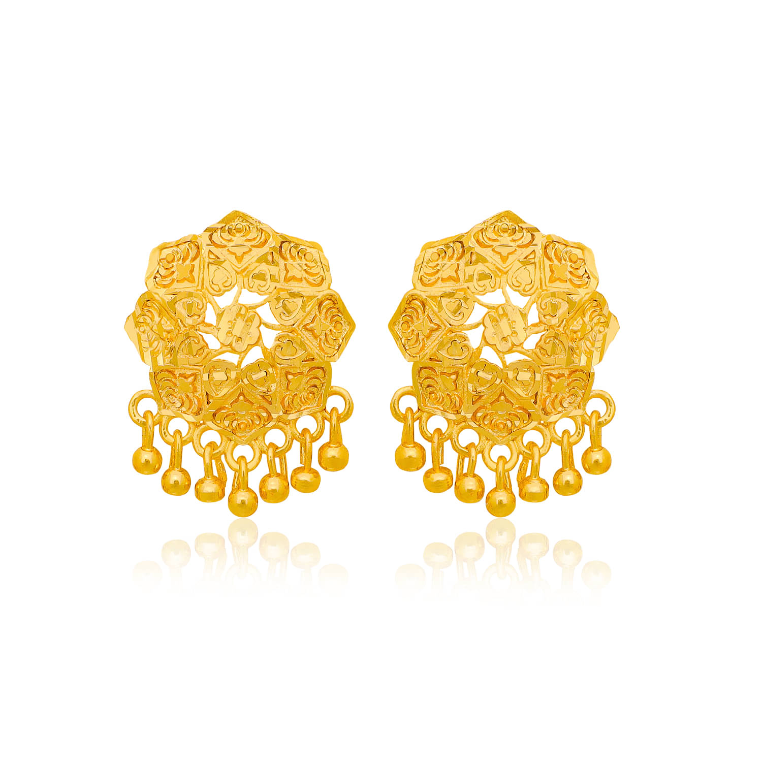     			LUV FASHION Golden Stud Earrings ( Pack of 1 )