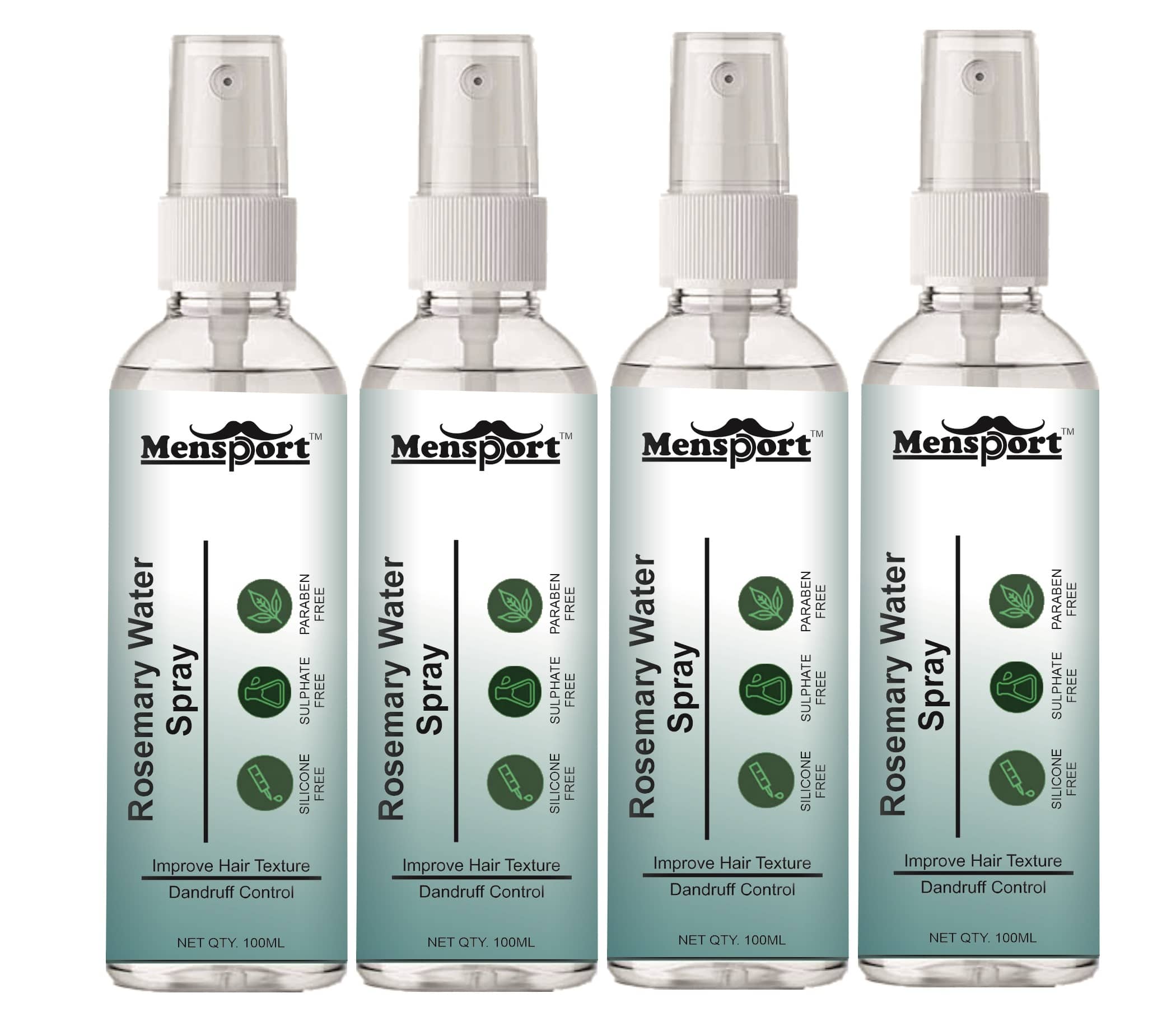 Mensport RoseMary Water Hair Sprays 100 mL Pack of 4