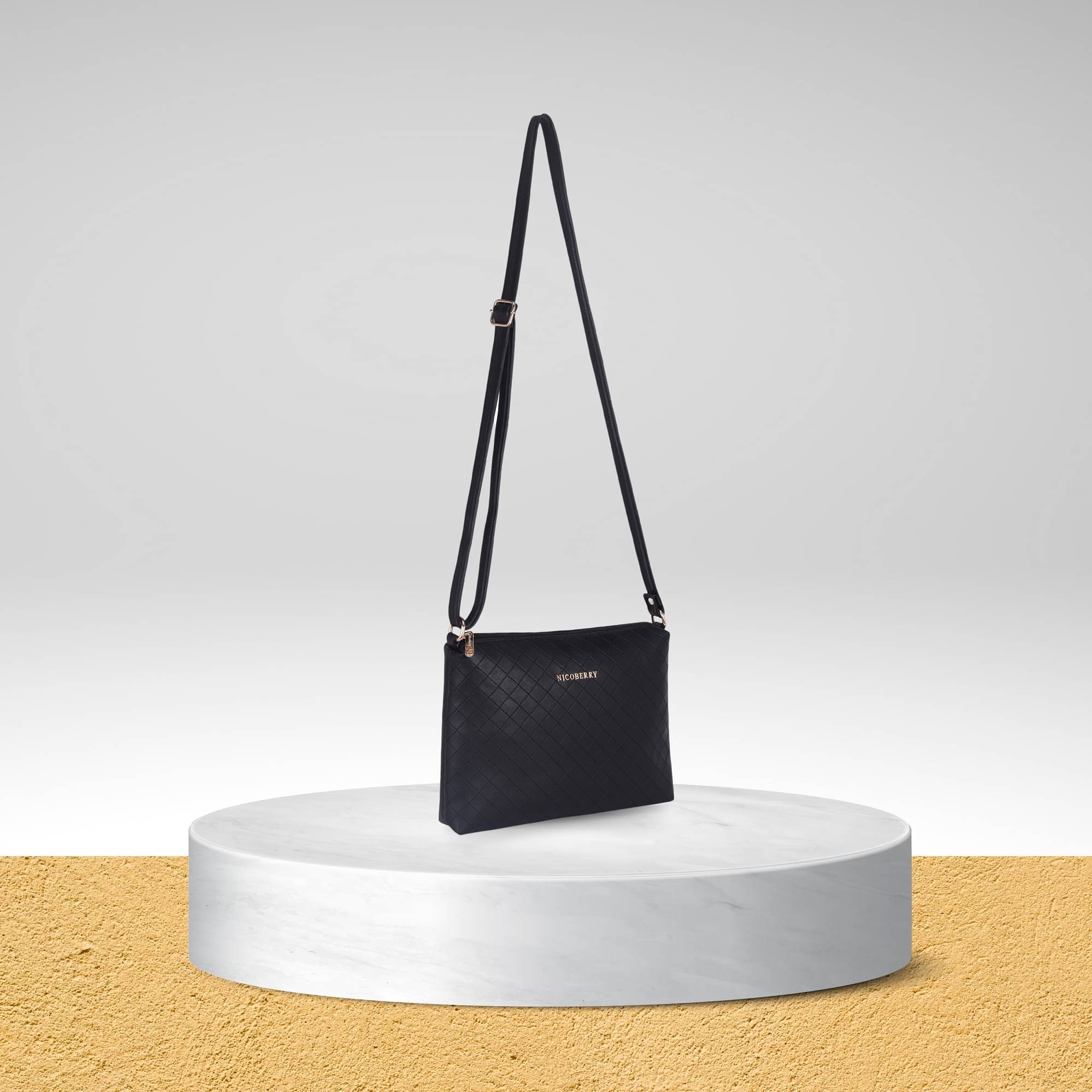     			Nicoberry Sling Bag PU Set of 1 ( Black )