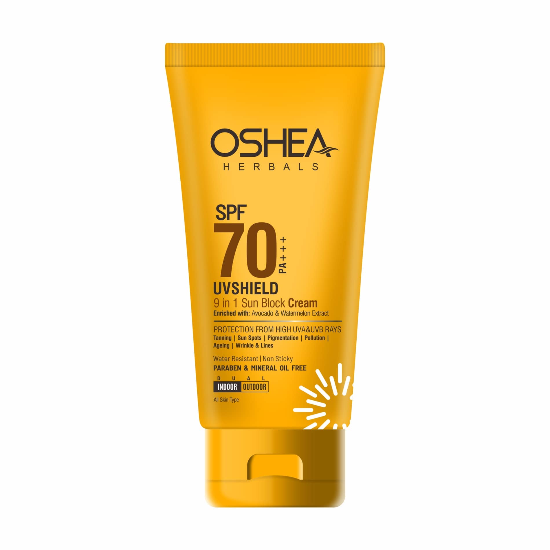 Oshea Herbals UVSHIELD 9 In 1 Sun Block Cream SPF-70 PA+++60Grams