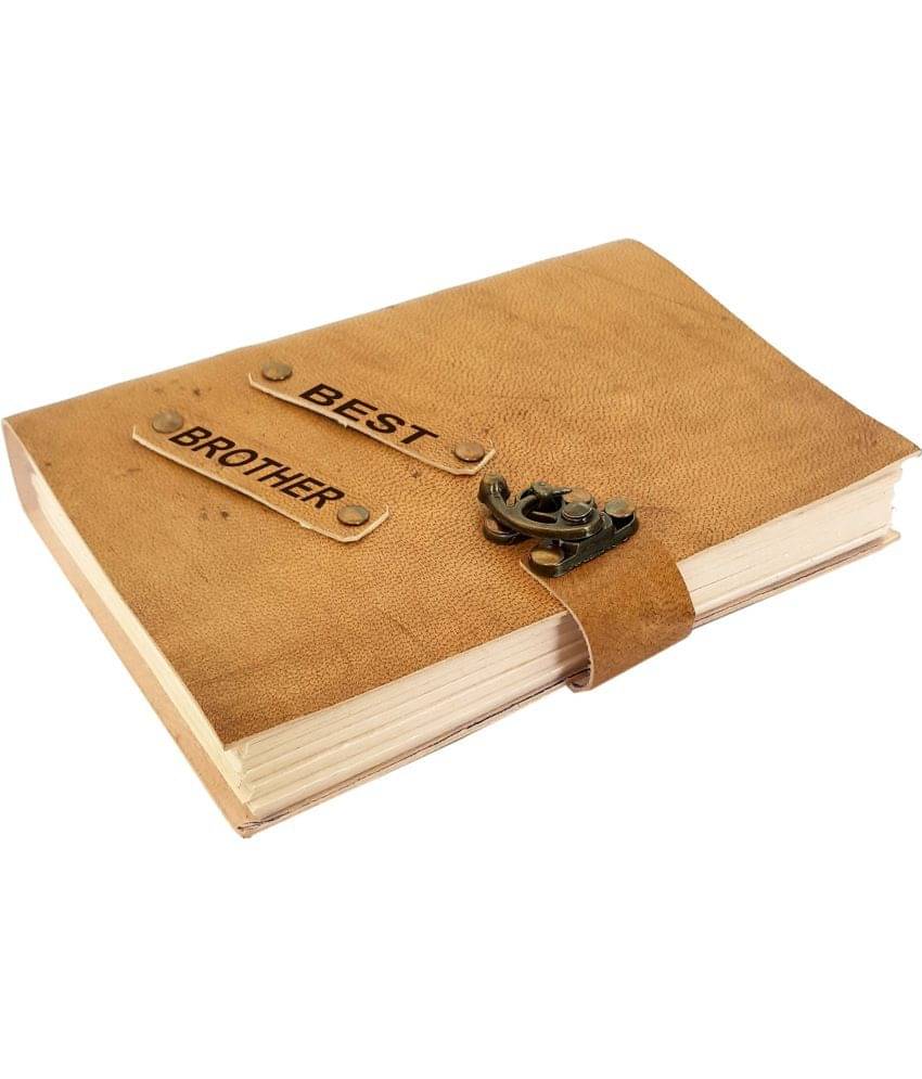     			Rjkart Best Brother Embossed On Leather Cover Handmade Paper Diary with Lock For Office , Gift , Stationary , Notes , Travel Journal ETC. A5 Diary unruled 200 Pages (Brown) - 120 GSM
