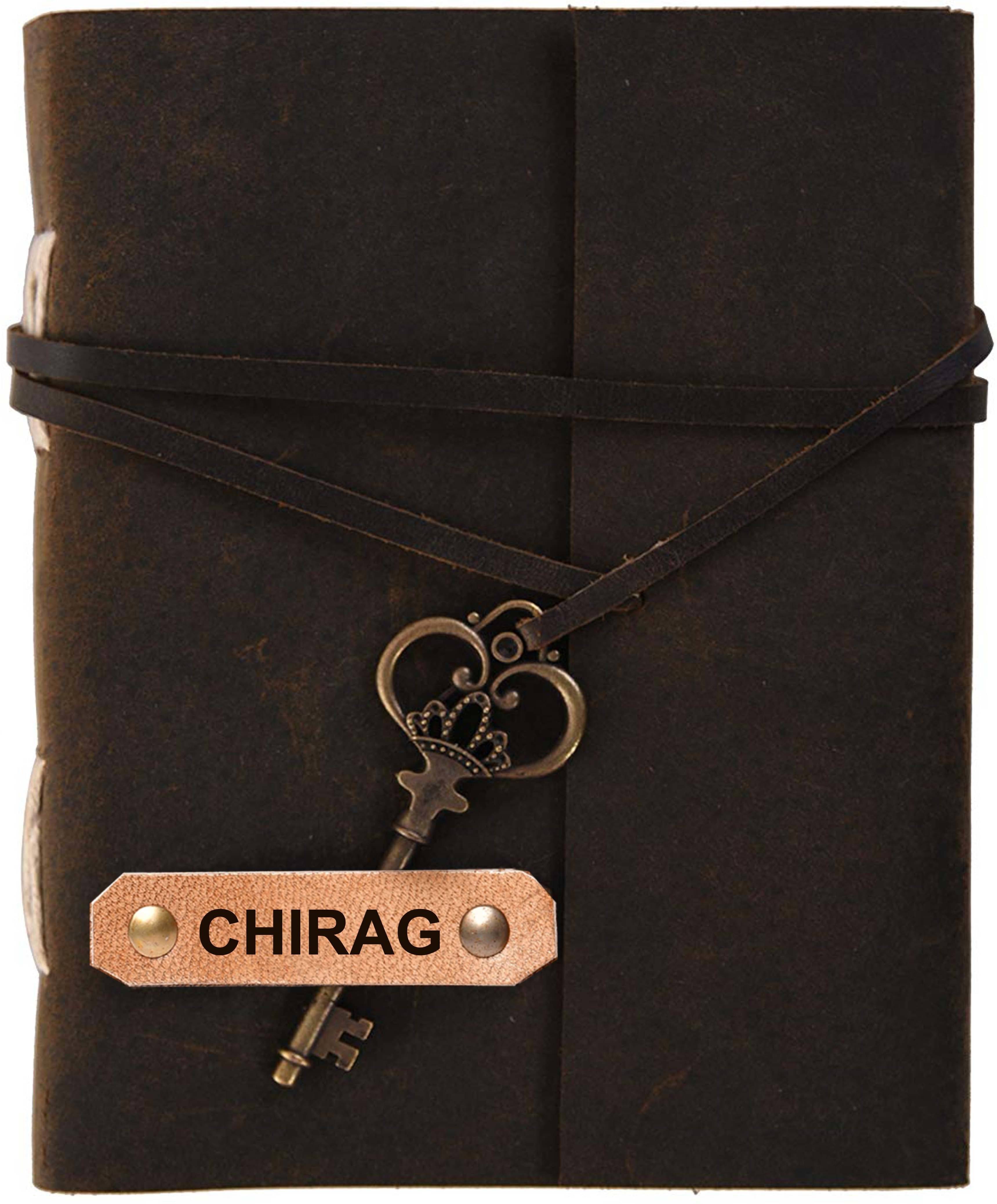     			Rjkart CHIRAG embossed Leather Cover Diary With Key Lock A5 Diary Unruled 200 Pages (CHIRAG) - 120 GSM