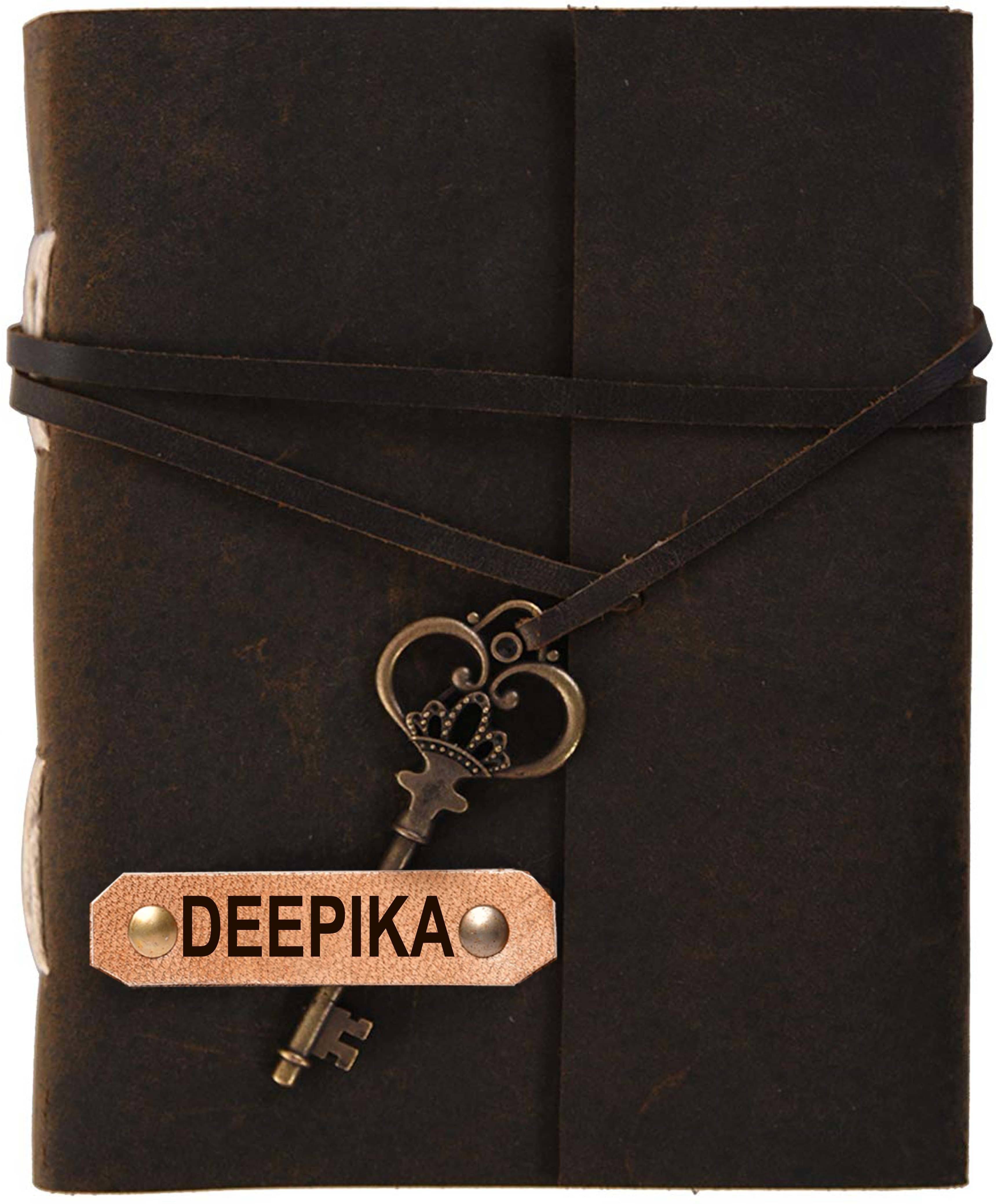    			Rjkart DEEPIKA embossed Leather Cover Diary With Key Lock A5 Diary Unruled 200 Pages (DEEPIKA) - 120 GSM