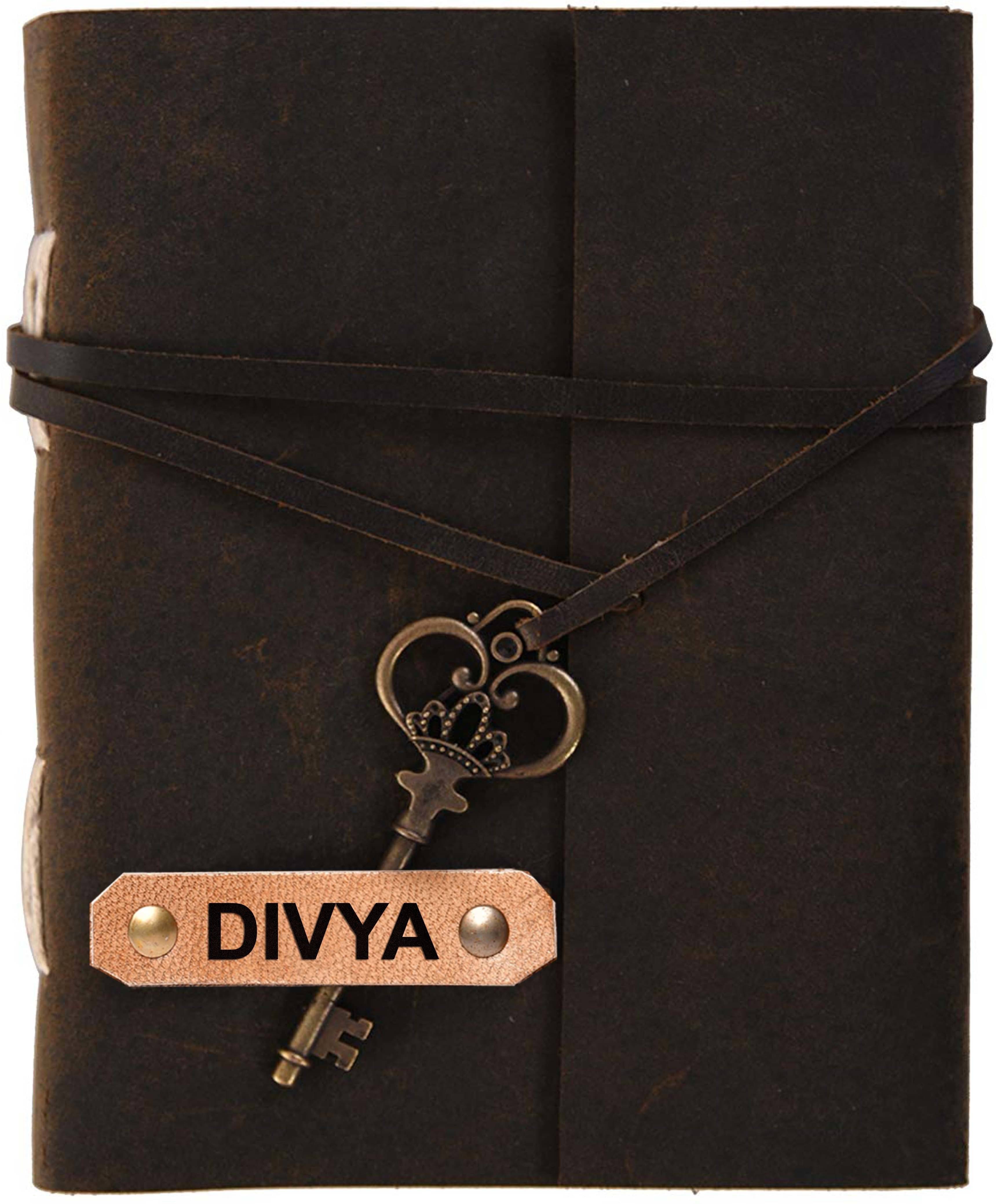     			Rjkart DIVYA embossed Leather Cover Diary With Key Lock A5 Diary Unruled 200 Pages (DIVYA) - 120 GSM