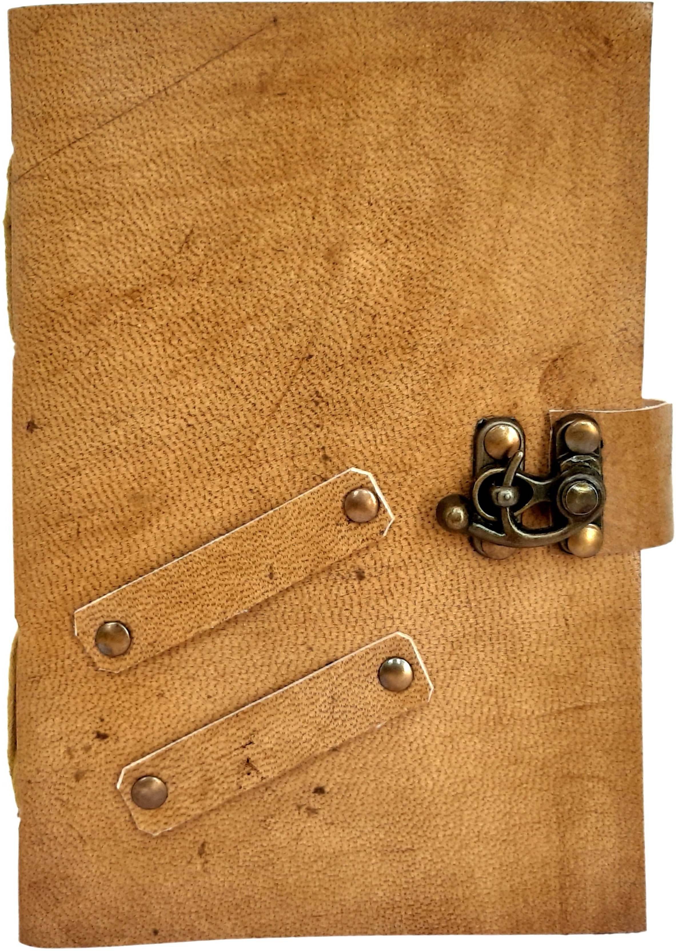     			Rjkart Designer Leather Cover Handmade Paper Diary with Lock For Office , Gift , Stationary , Notes , Travel Journal ETC. A5 Diary unruled 200 Pages (Brown) - 120 GSM