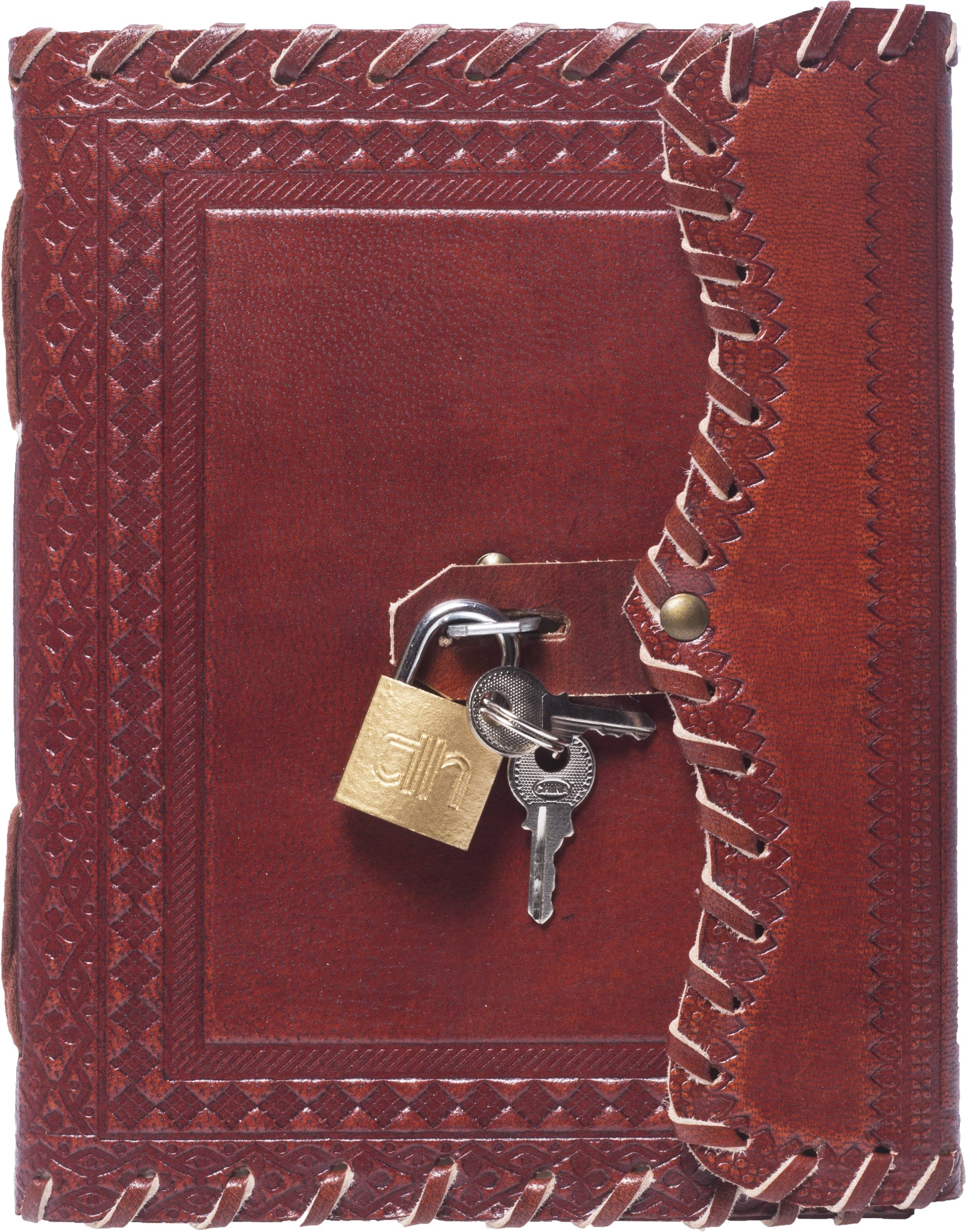     			Rjkart Handcrafted Leather Diary With Lock for gift A5 Diary Unruled 200 Pages (Brown) - 120 GSM