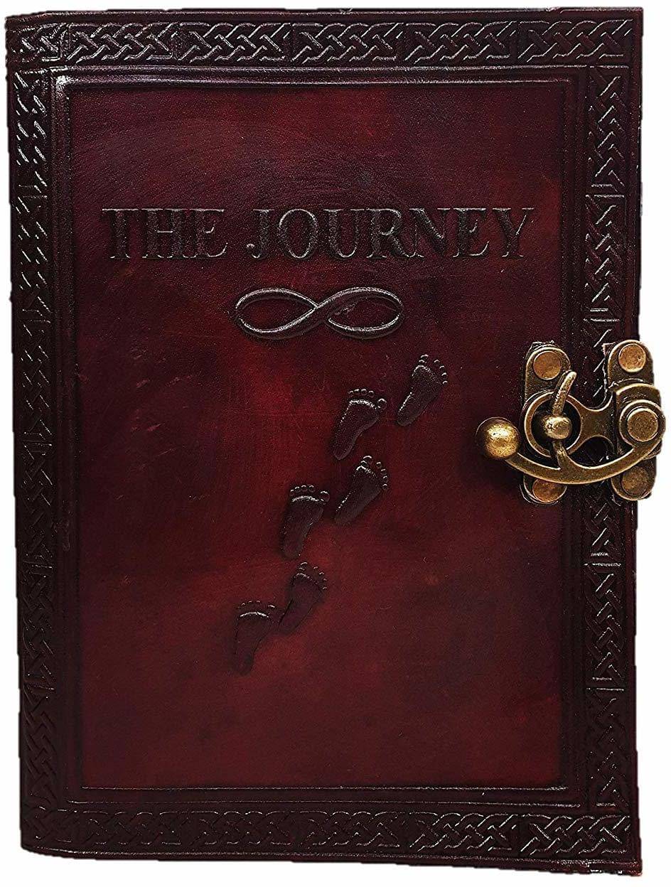     			Rjkart Handmade Leather Dairy A5 Diary Unruled 200 Pages (Brown) - 120 GSM