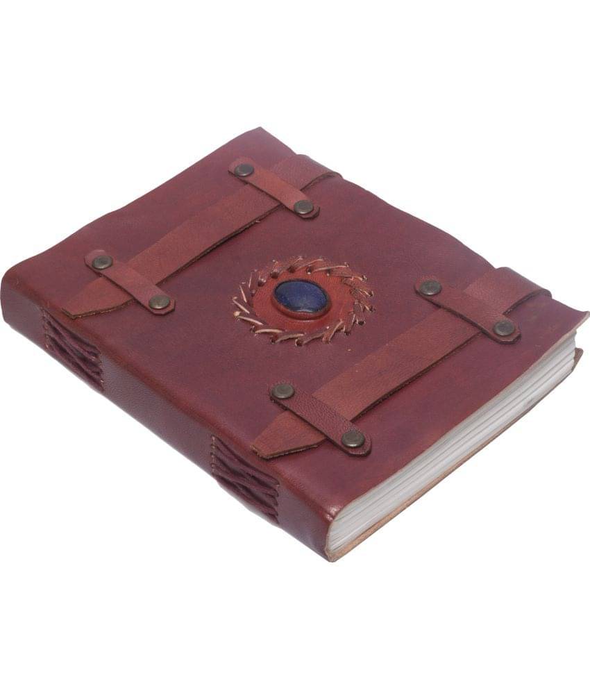     			Rjkart Handmade Leather Dairy A5 Diary Unruled 200 Pages (Brown) - 120 GSM