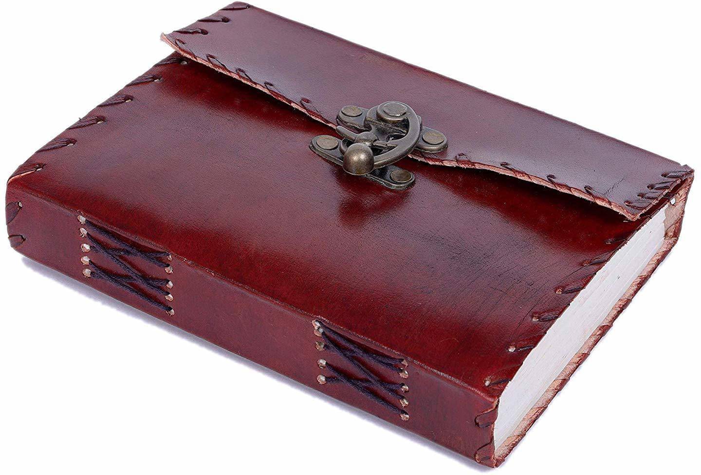     			Rjkart Handmade Leather Dairy A5 Diary Unruled 200 Pages (Brown) - 120 GSM