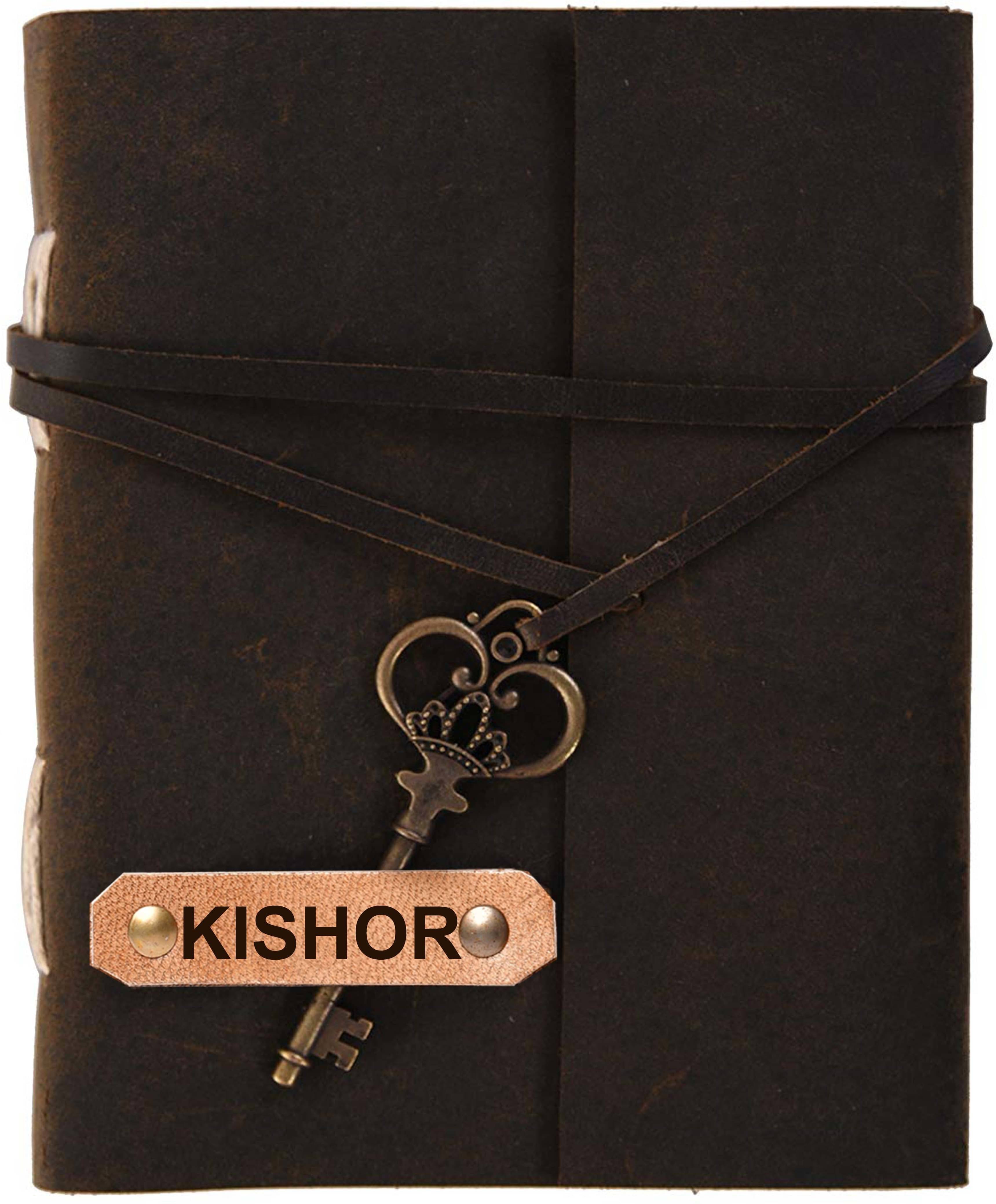     			Rjkart KISHOR embossed Leather Cover Diary With Key Lock A5 Diary Unruled 200 Pages (KISHOR) - 120 GSM