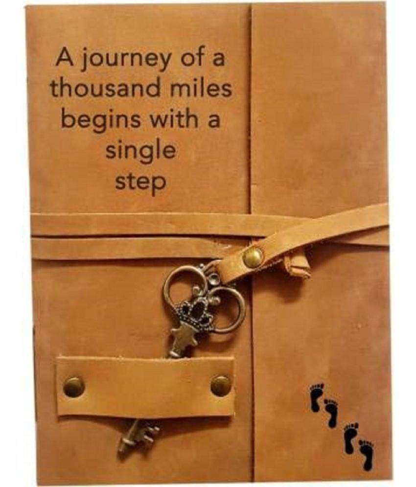     			Rjkart Printed Leather Diary A5 Diary Unruled 200 Pages (Light Brown) - 110 GSM