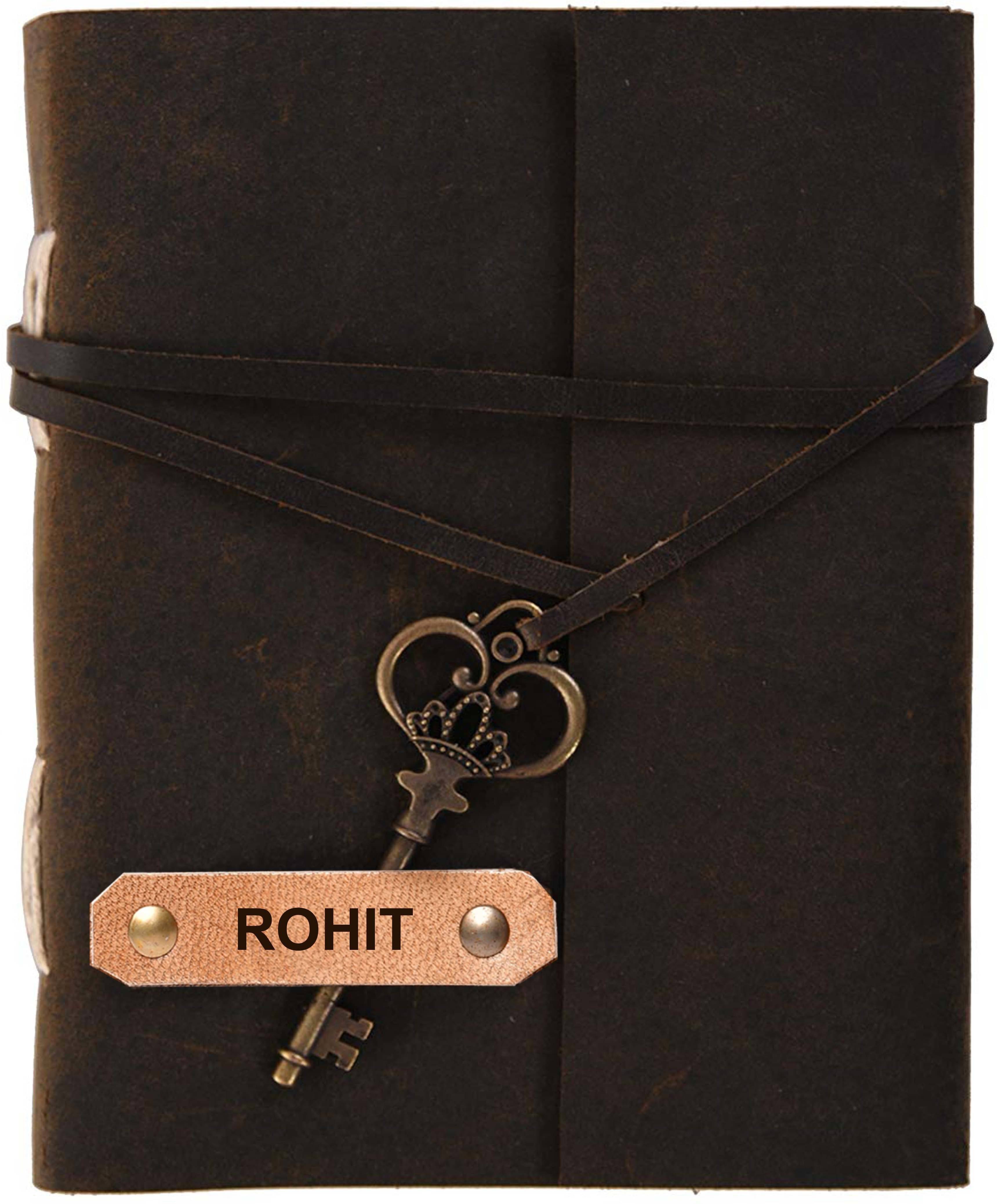     			Rjkart ROHIT embossed Leather Cover Diary With Key Lock A5 Diary Unruled 200 Pages (Brown) - 120 GSM