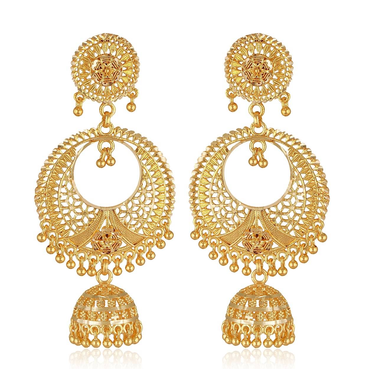     			Vighnaharta Golden Jhumki Earrings ( Pack of 1 )
