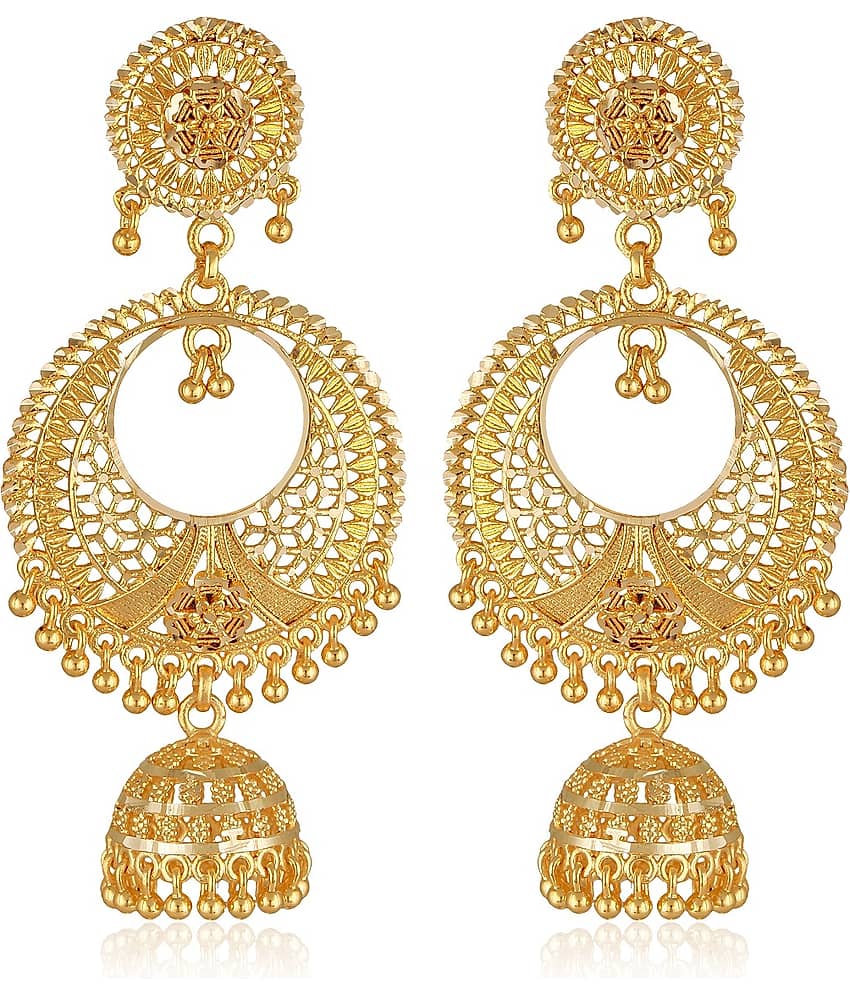Vighnaharta Golden Jhumki Earrings ( Pack of 1 ) - Earrings | Buy online on ZillyBuy