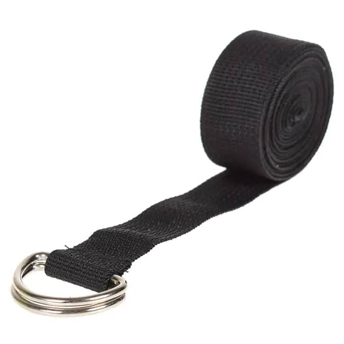     			Yoga Strap 100% Cotton Anti Skid Straps with Adjustable D-Ring Buckle, Best for Yoga, Body Flexibility & General Fitness, (Pack of 1) (BLACK)