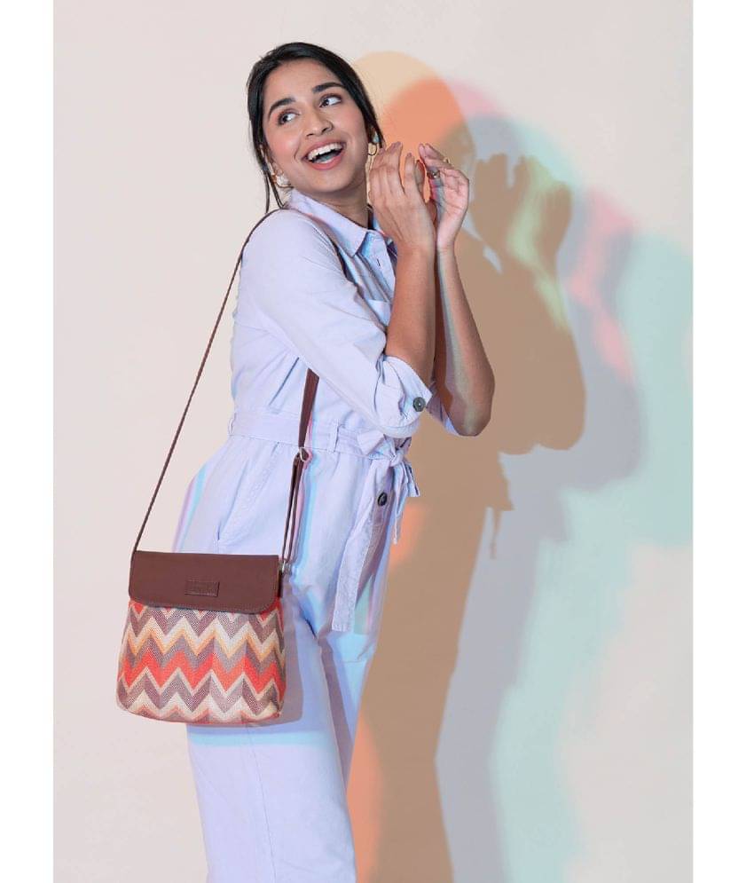     			Zouk Sling Bag Jute Set of 1 ( Multicolor )
