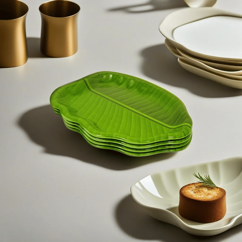 kitchrox 4 Pcs Melamine Dark Green Platter kitchrox 4 Pcs Melamine Dark Green Platter