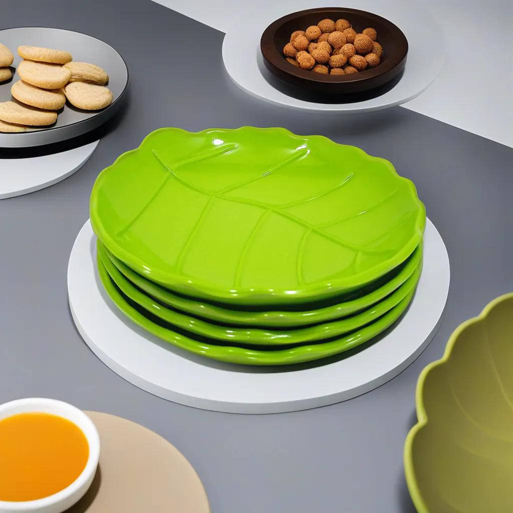 kitchrox 4 Pcs Melamine Light Green Platter kitchrox 4 Pcs Melamine Light Green Platter