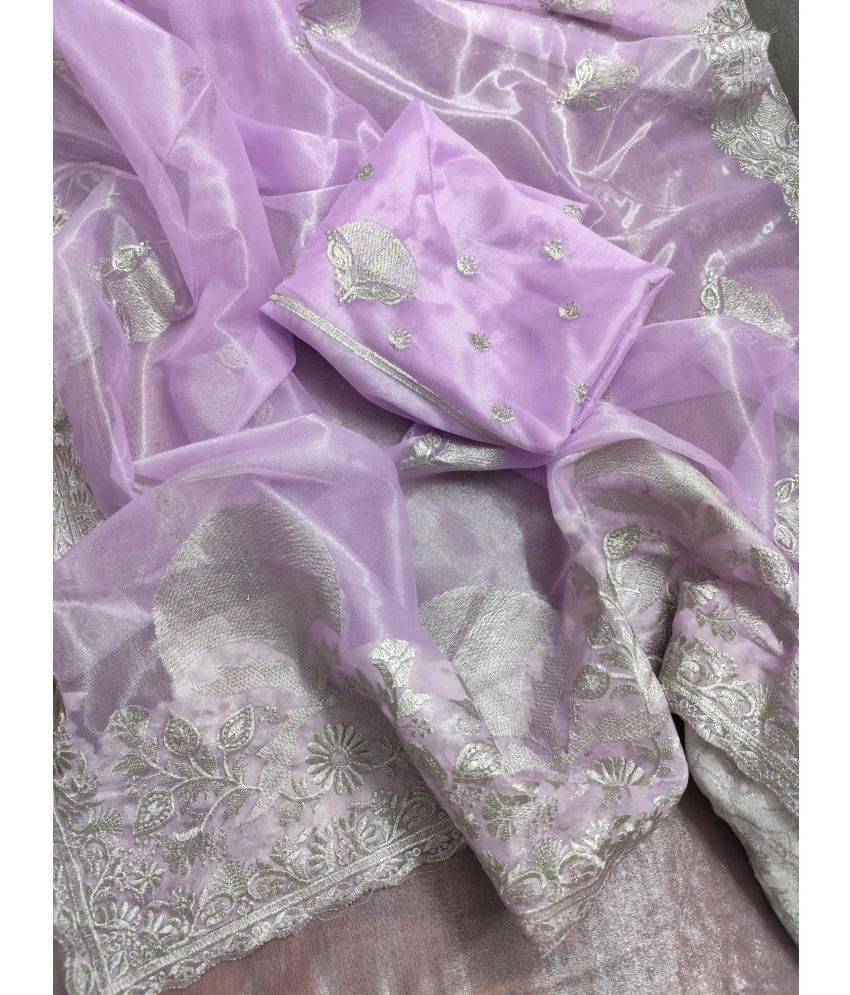 kyara group Net Embroidered Saree With Unstitched Blouse Piece ( Lavender )     			kyara group Net Embroidered Saree With Unstitched Blouse Piece ( Lavender )