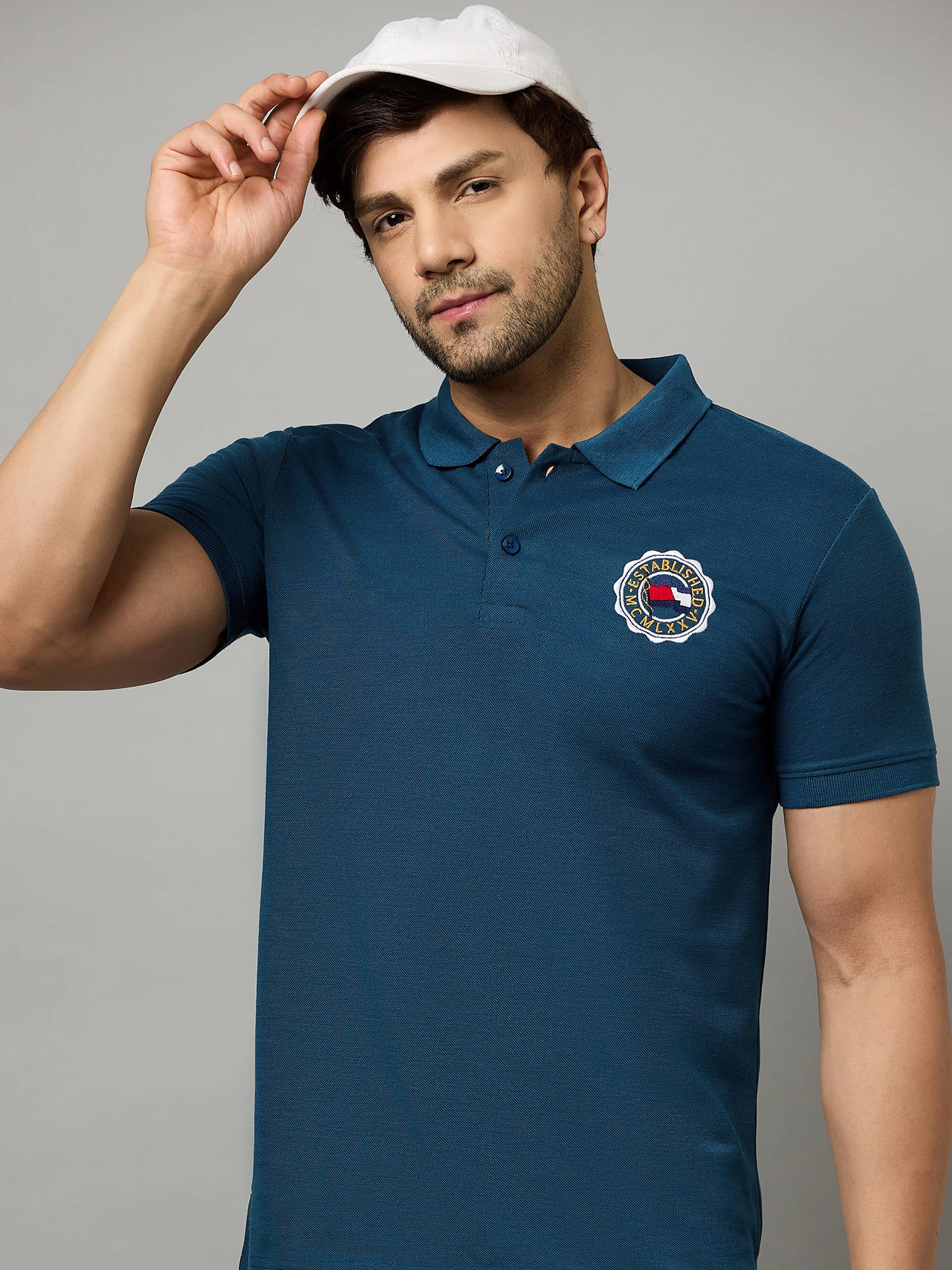     			zigo Pack of 1 Cotton Blend Regular Fit Embroidered Half Sleeves Men's Polo T Shirt ( Teal Blue )
