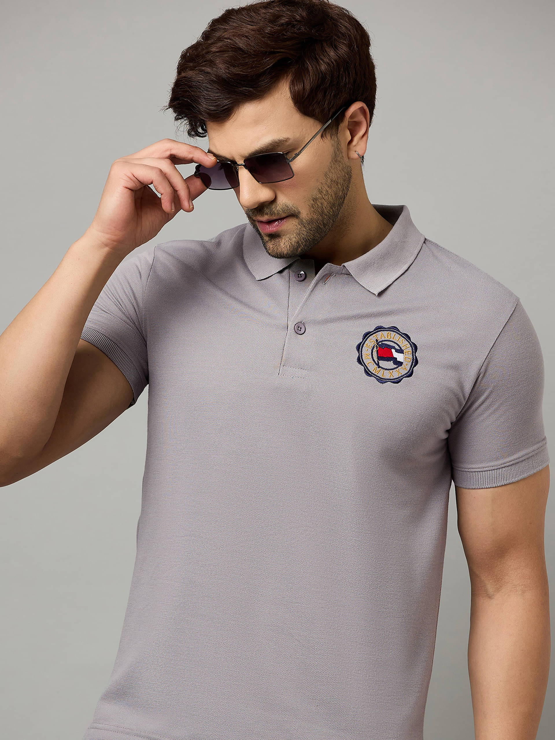     			zigo Pack of 1 Cotton Blend Regular Fit Embroidered Half Sleeves Men's Polo T Shirt ( Grey )