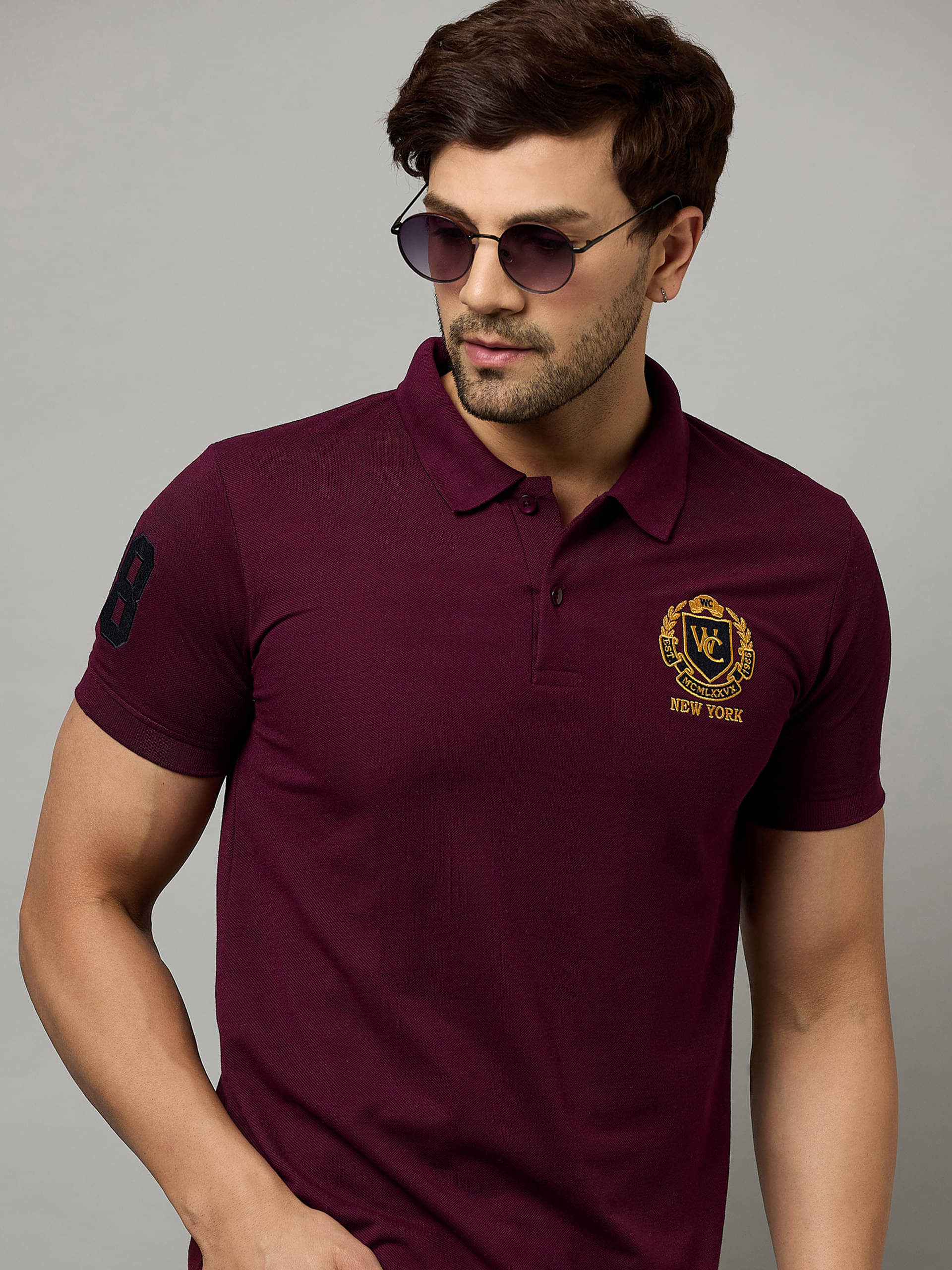     			zigo Pack of 1 Cotton Blend Regular Fit Embroidered Half Sleeves Men's Polo T Shirt ( Wine )