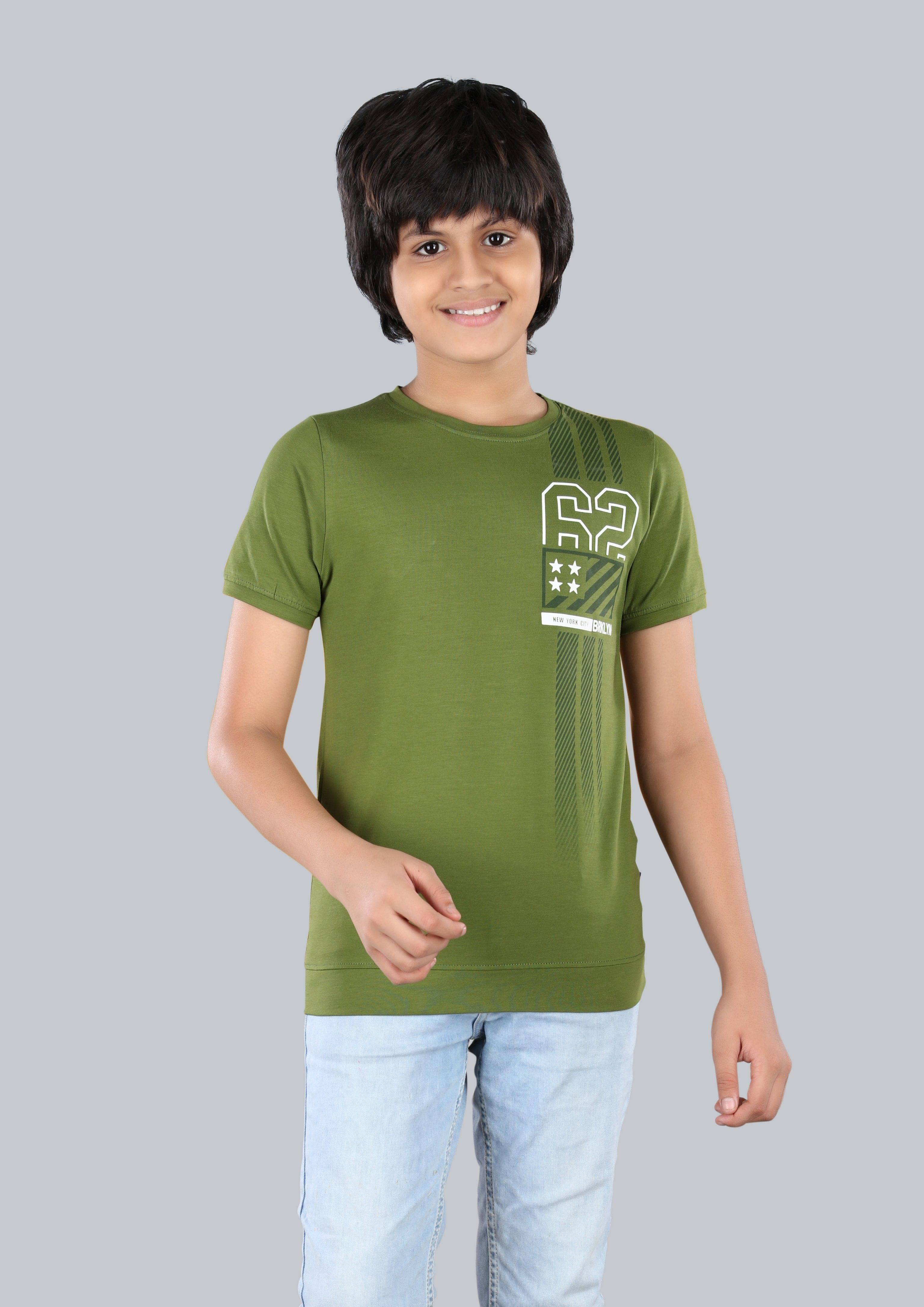     			3PIN Pack of 4 Boys Cotton Blend T-Shirt ( Olive Green )