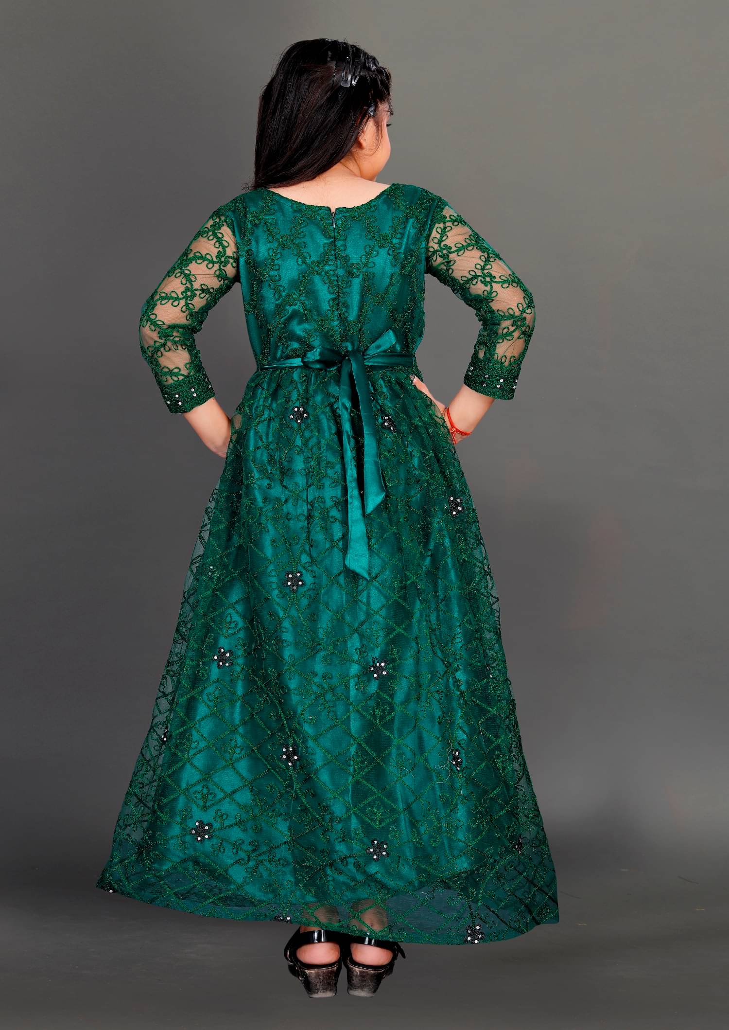     			A TO Z CART Net Gown For Girls ( Pack of 1 , Green )