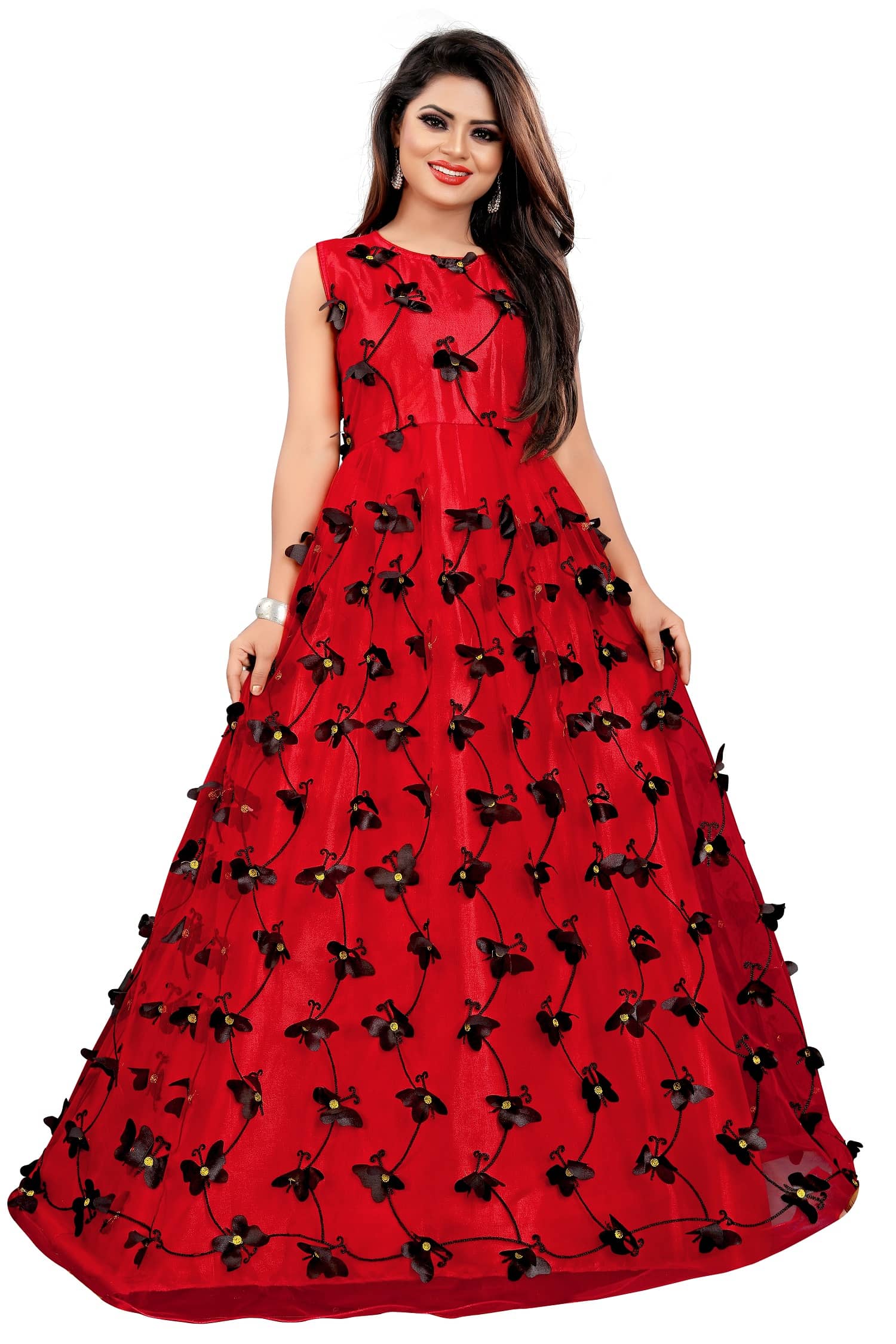 A TO Z CART Multicolor Flared Net Women's Semi Stitched Ethnic Gown ( Pack of 1 ) - Unstitched Fabrics | Buy online on ZillyBuy