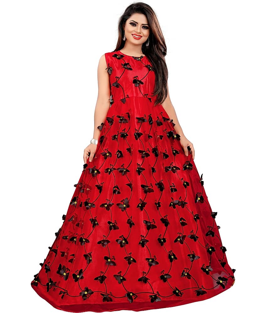 A TO Z CART Multicolor Flared Net Women's Semi Stitched Ethnic Gown ( Pack of 1 ) - Unstitched Fabrics | Buy online on ZillyBuy