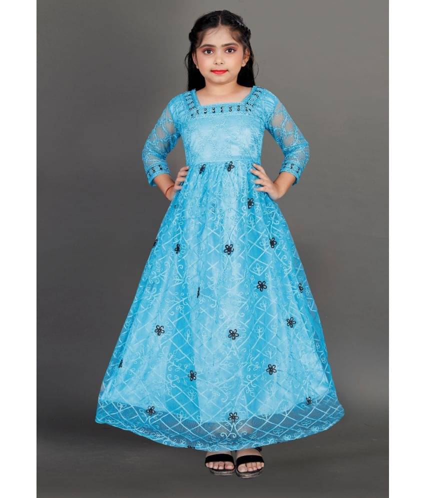 A TO Z CART Net Gown For Girls ( Pack of 1 , Turquoise ) A TO Z CART Net Gown For Girls ( Pack of 1 , Turquoise )