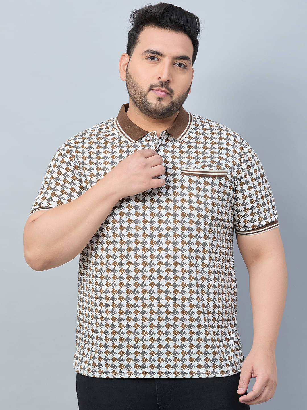 AUSTIVO Pack of 1 Cotton Blend Regular Fit Printed Half Sleeves Men's Polo T Shirt ( Multicolor )     			AUSTIVO Pack of 1 Cotton Blend Regular Fit Printed Half Sleeves Men's Polo T Shirt ( Multicolor )