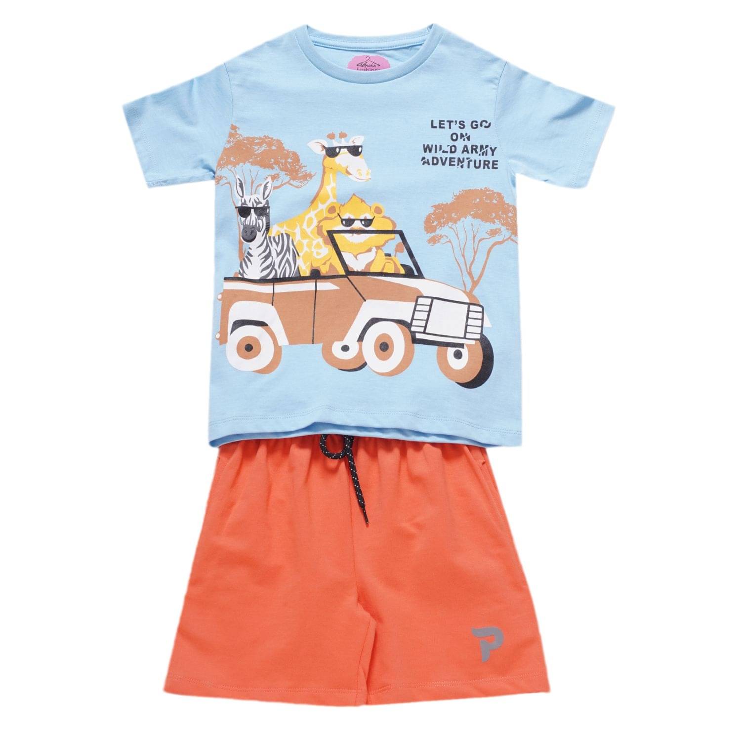 Arshia Fashions Pack of 1 Boys Cotton Blend T-Shirt & Shorts Set ( Light Blue )     			Arshia Fashions Pack of 1 Boys Cotton Blend T-Shirt & Shorts Set ( Light Blue )