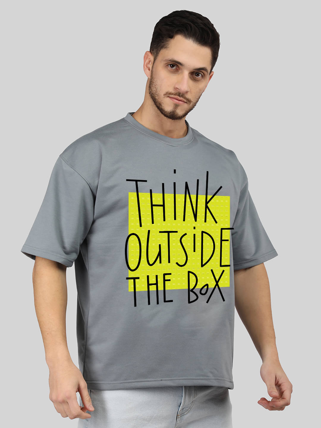 Chkokko Pack of 1 Cotton Blend Oversized Fit Men's T-Shirt ( Grey )     			Chkokko Pack of 1 Cotton Blend Oversized Fit Men's T-Shirt ( Grey )