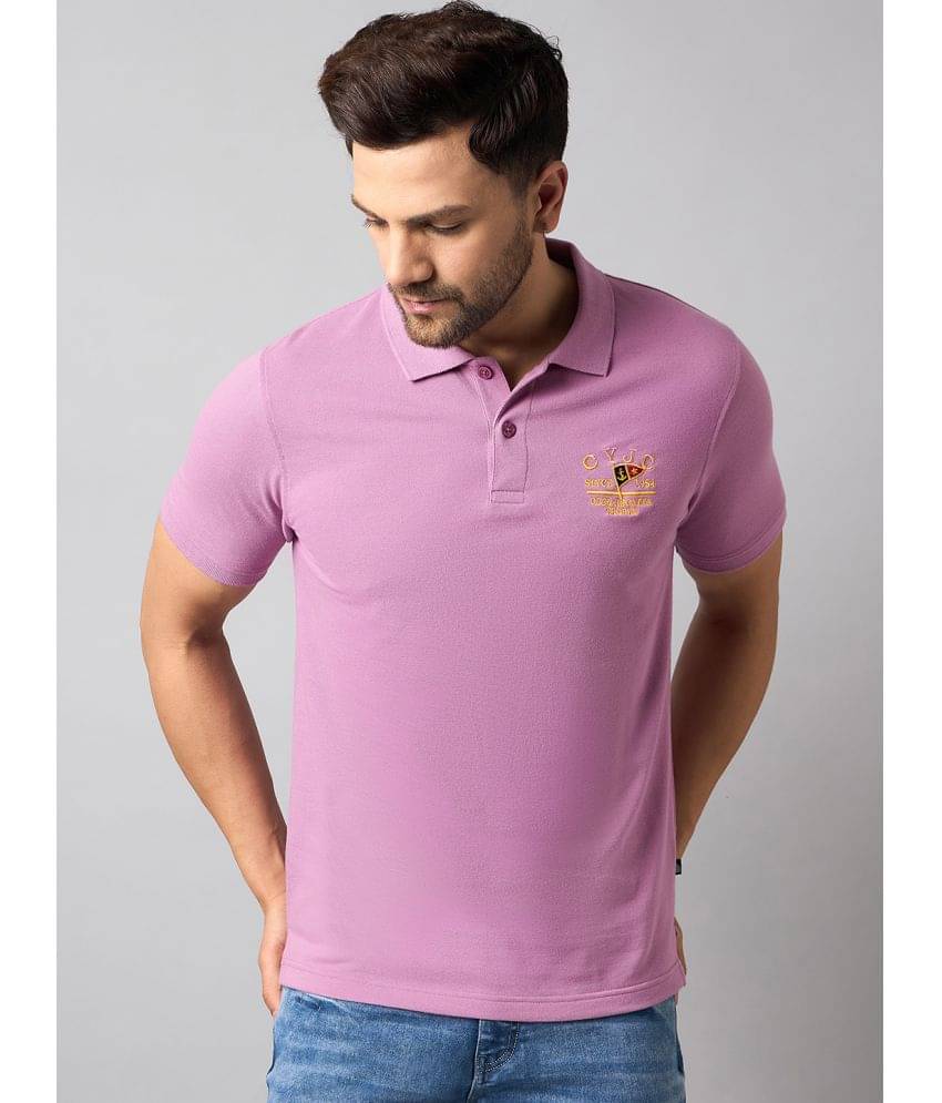     			Club York Pack of 1 Cotton Blend Regular Fit Solid Half Sleeves Men's Polo T Shirt ( Purple )