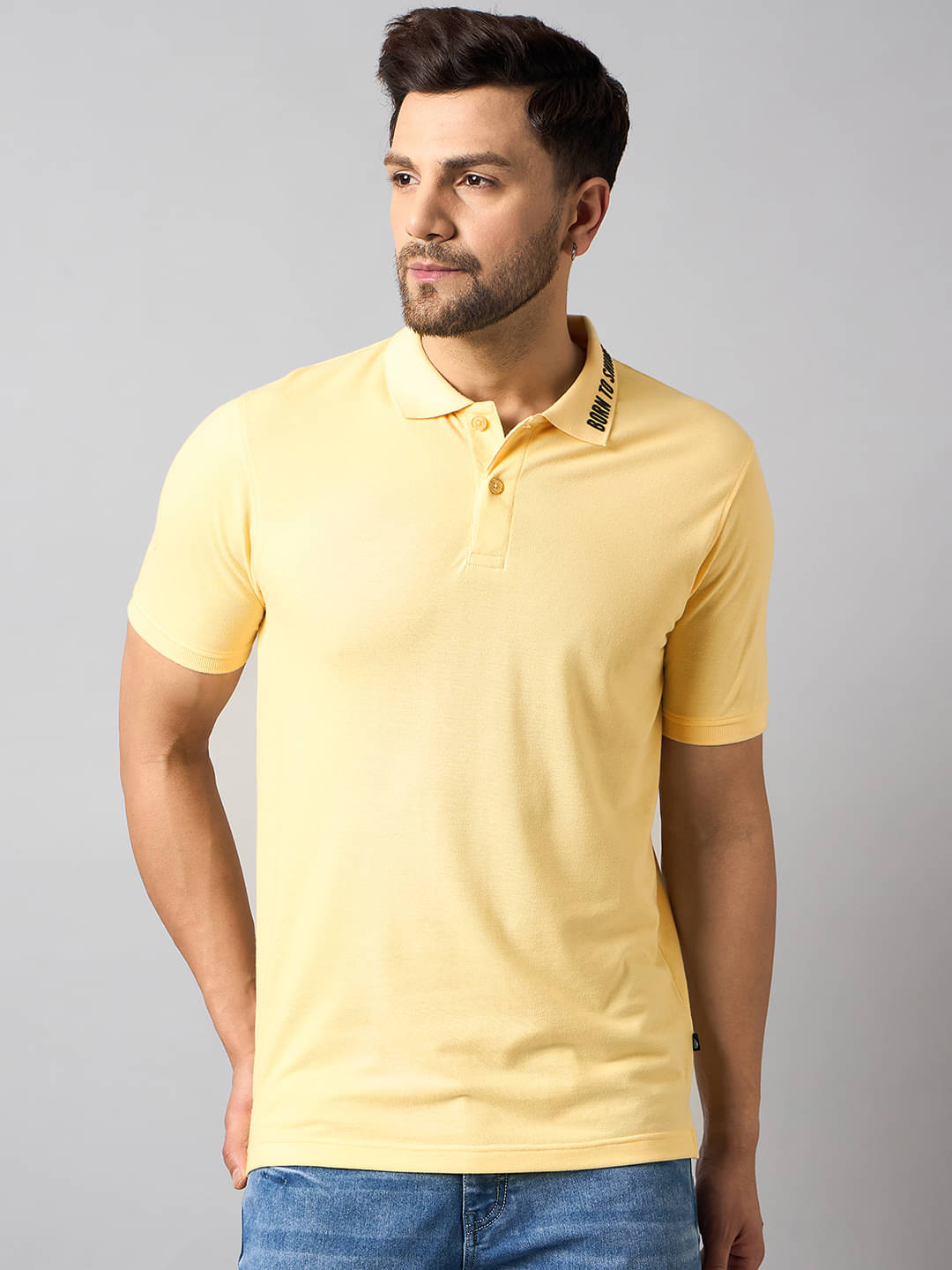     			Club York Pack of 1 Cotton Blend Regular Fit Solid Half Sleeves Men's Polo T Shirt ( Yellow )