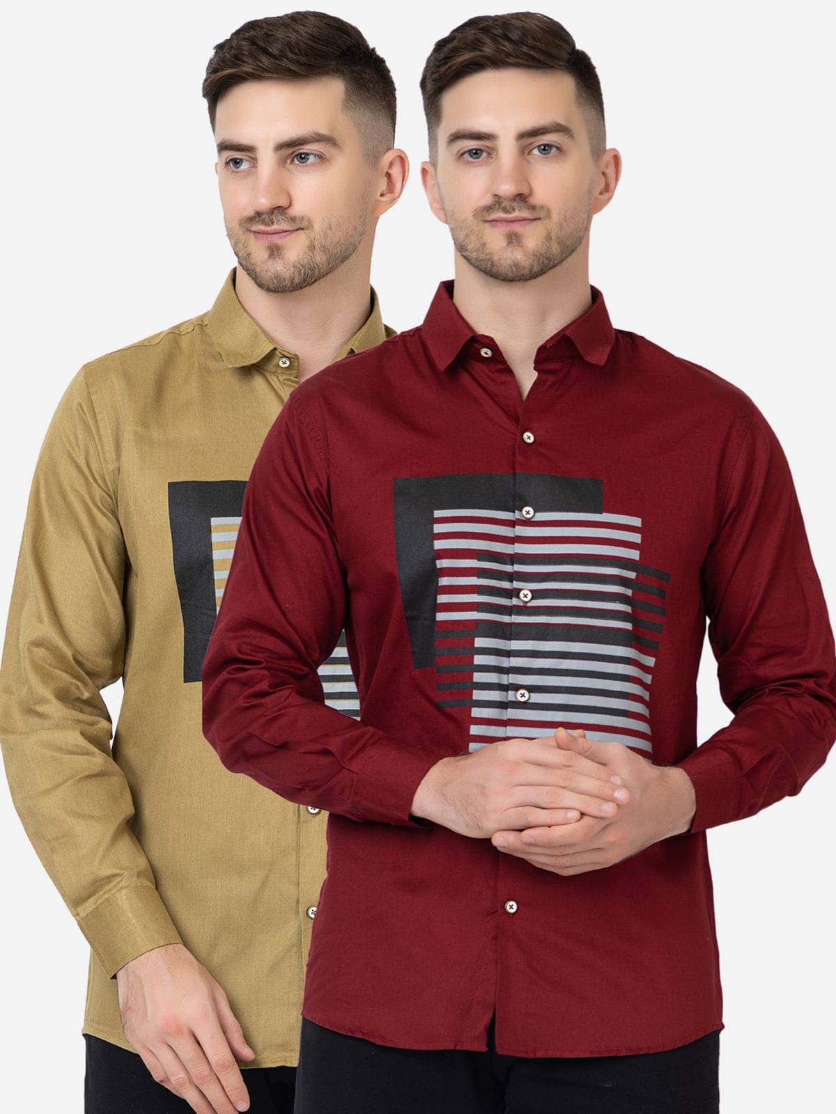 FREKMAN 100% Cotton Regular Fit Striped Full Sleeves Men's Casual Shirt - Multi ( Pack of 2 ) FREKMAN 100% Cotton Regular Fit Striped Full Sleeves Men's Casual Shirt - Multi ( Pack of 2 )