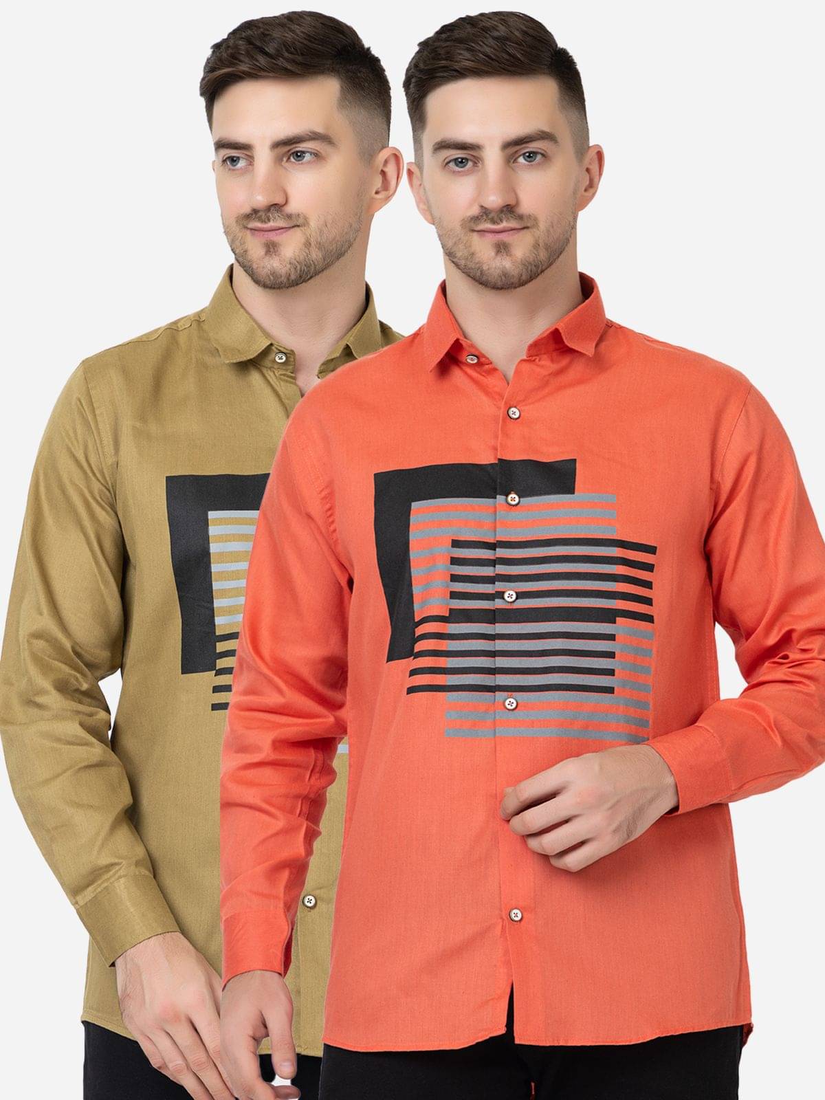 FREKMAN 100% Cotton Regular Fit Striped Full Sleeves Men's Casual Shirt - Multi ( Pack of 2 ) FREKMAN 100% Cotton Regular Fit Striped Full Sleeves Men's Casual Shirt - Multi ( Pack of 2 )