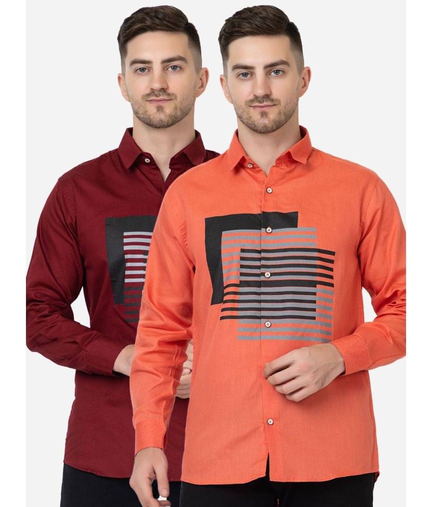     			FREKMAN 100% Cotton Regular Fit Embellished Full Sleeves Men's Casual Shirt - Multi ( Pack of 2 )