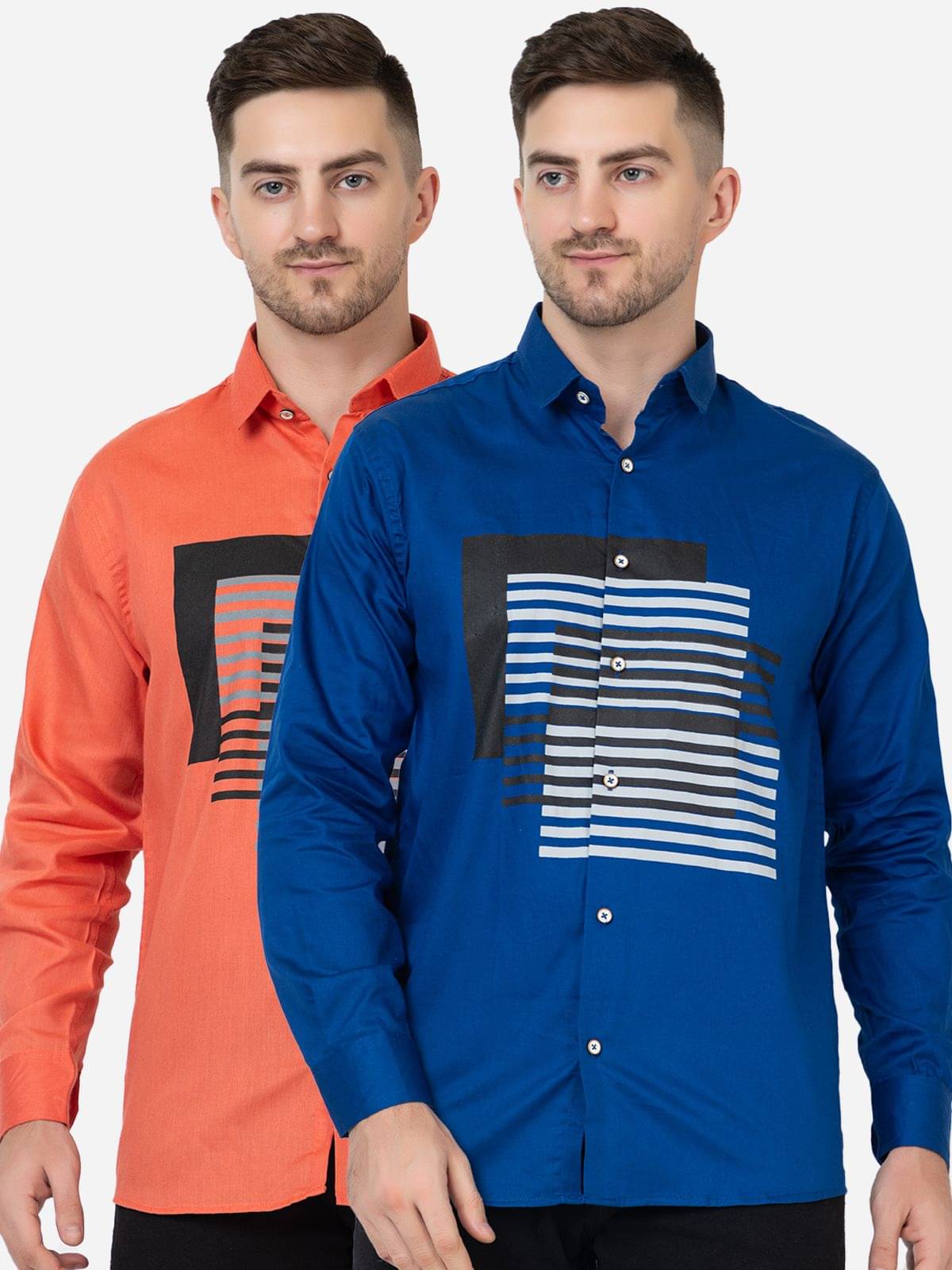 FREKMAN 100% Cotton Regular Fit Printed Full Sleeves Men's Casual Shirt - Multi ( Pack of 2 )     			FREKMAN 100% Cotton Regular Fit Printed Full Sleeves Men's Casual Shirt - Multi ( Pack of 2 )
