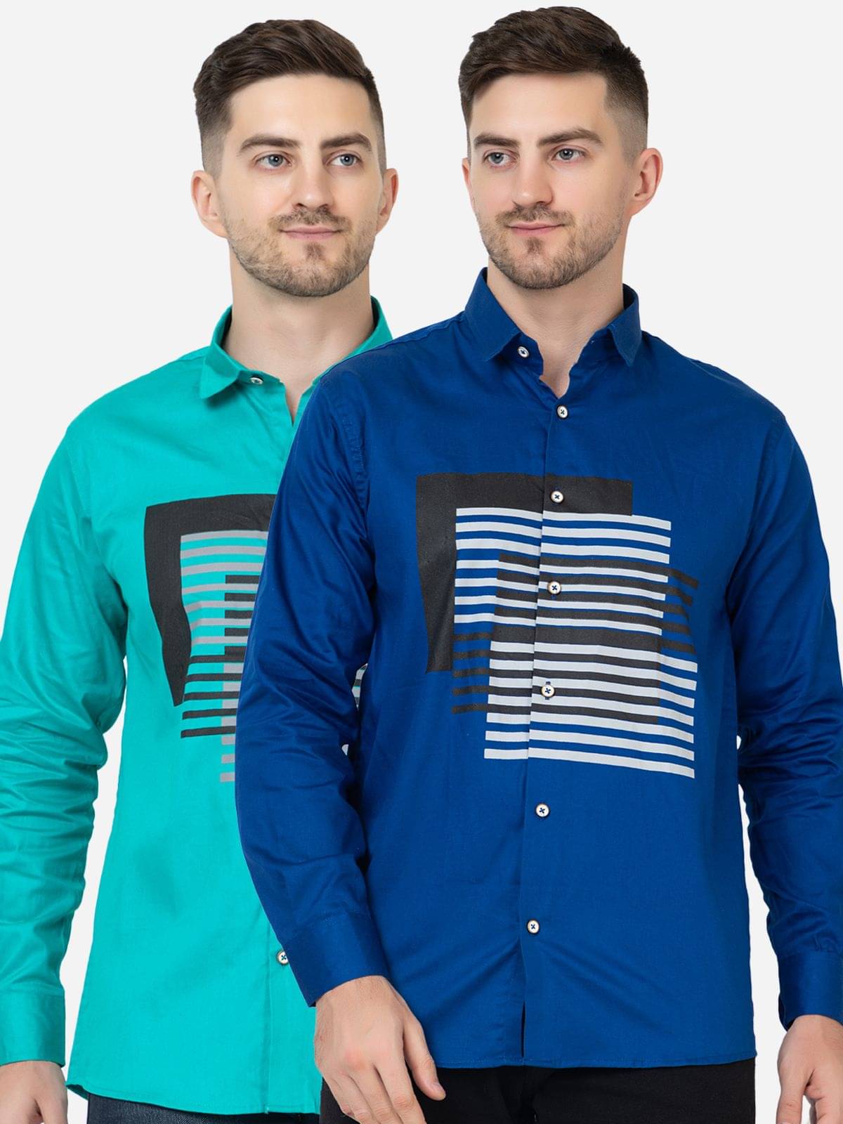     			FREKMAN 100% Cotton Regular Fit Striped Full Sleeves Men's Casual Shirt - Multi ( Pack of 2 )