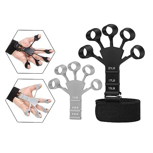 Finger Exerciser Finger Stretcher Finger Resistance Band Guitar Strength Trainer Reverse Grip Strengthener Climbing Exercise Equipment Finger Extensor Strengthener for Wrist Hand, (Pack of 2) Finger Exerciser Finger Stretcher Finger Resistance Band Guitar Strength Trainer Reverse Grip Strengthener Climbing Exercise Equipment Finger Extensor Strengthener for Wrist Hand, (Pack of 2)
