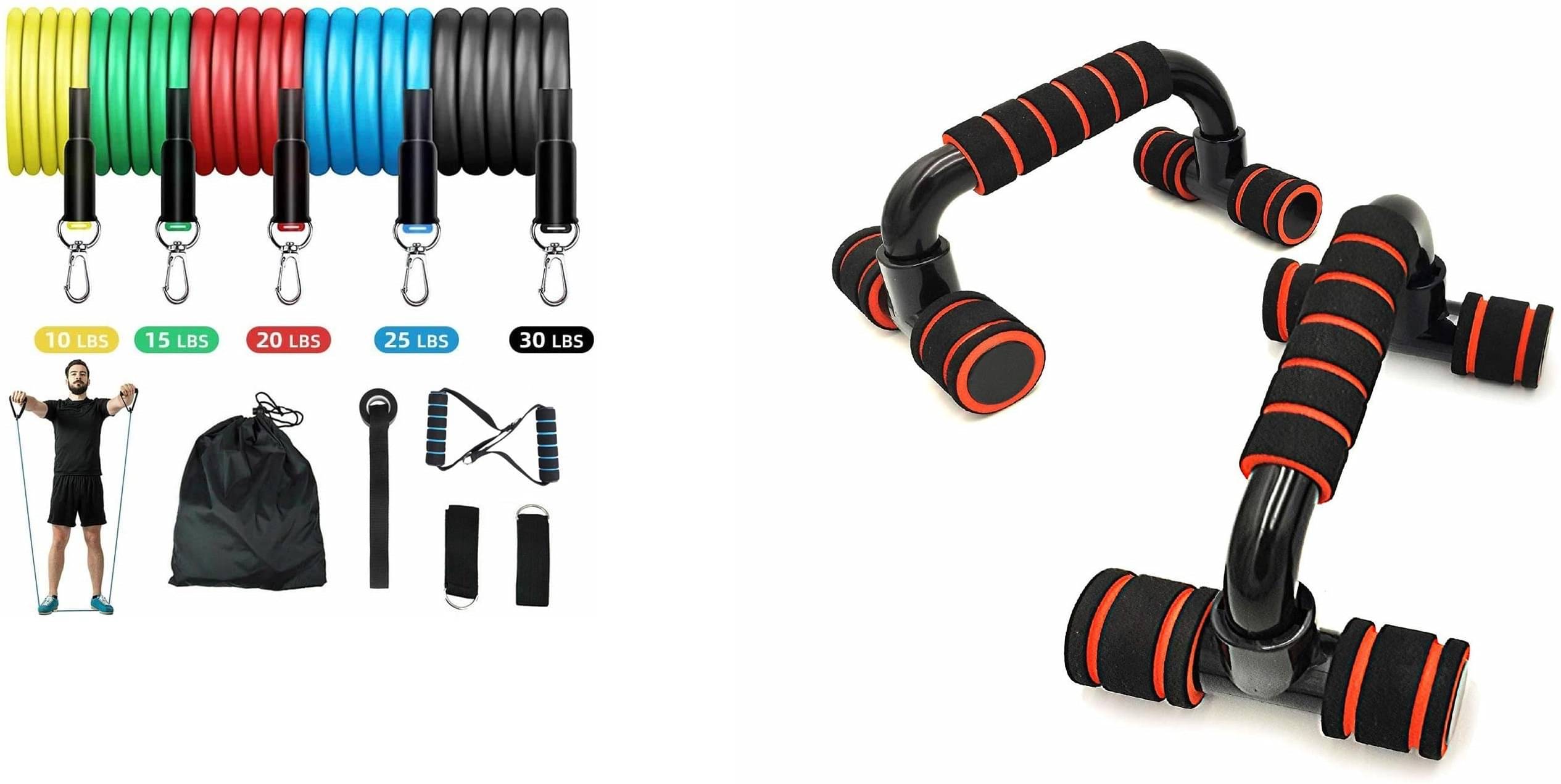 Full body workout resistant tube kit 11 pcs set with pushup bar home, gym fitness combo kit Full body workout resistant tube kit 11 pcs set with pushup bar home, gym fitness combo kit