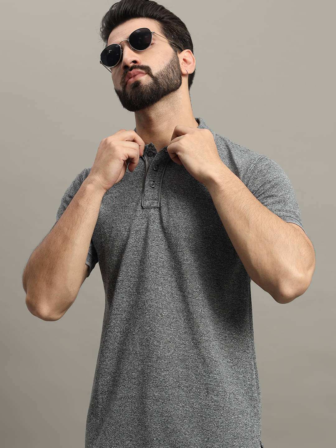 GET GOLF Pack of 1 Cotton Blend Regular Fit Solid Half Sleeves Men's Polo T Shirt ( Charcoal Grey ) GET GOLF Pack of 1 Cotton Blend Regular Fit Solid Half Sleeves Men's Polo T Shirt ( Charcoal Grey )