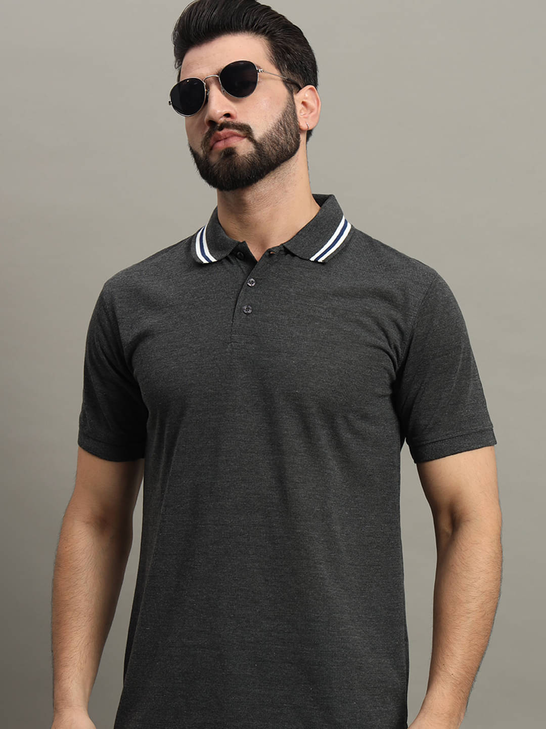     			GET GOLF Pack of 1 Cotton Blend Regular Fit Solid Half Sleeves Men's Polo T Shirt ( Charcoal Grey )