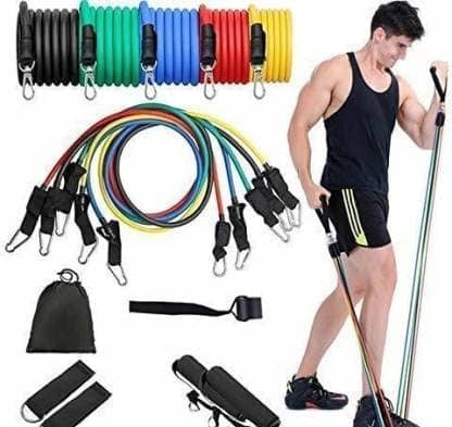 Home Gym Resistance Bands   11 PCS Set for Workout - Exercise - Stretching - Toning Tube Kit with Foam Handles, Door Anchor & Ankle Strap for Men & Women, Pack of 1 - Sports and Fitness Equipment | Buy online on ZillyBuy